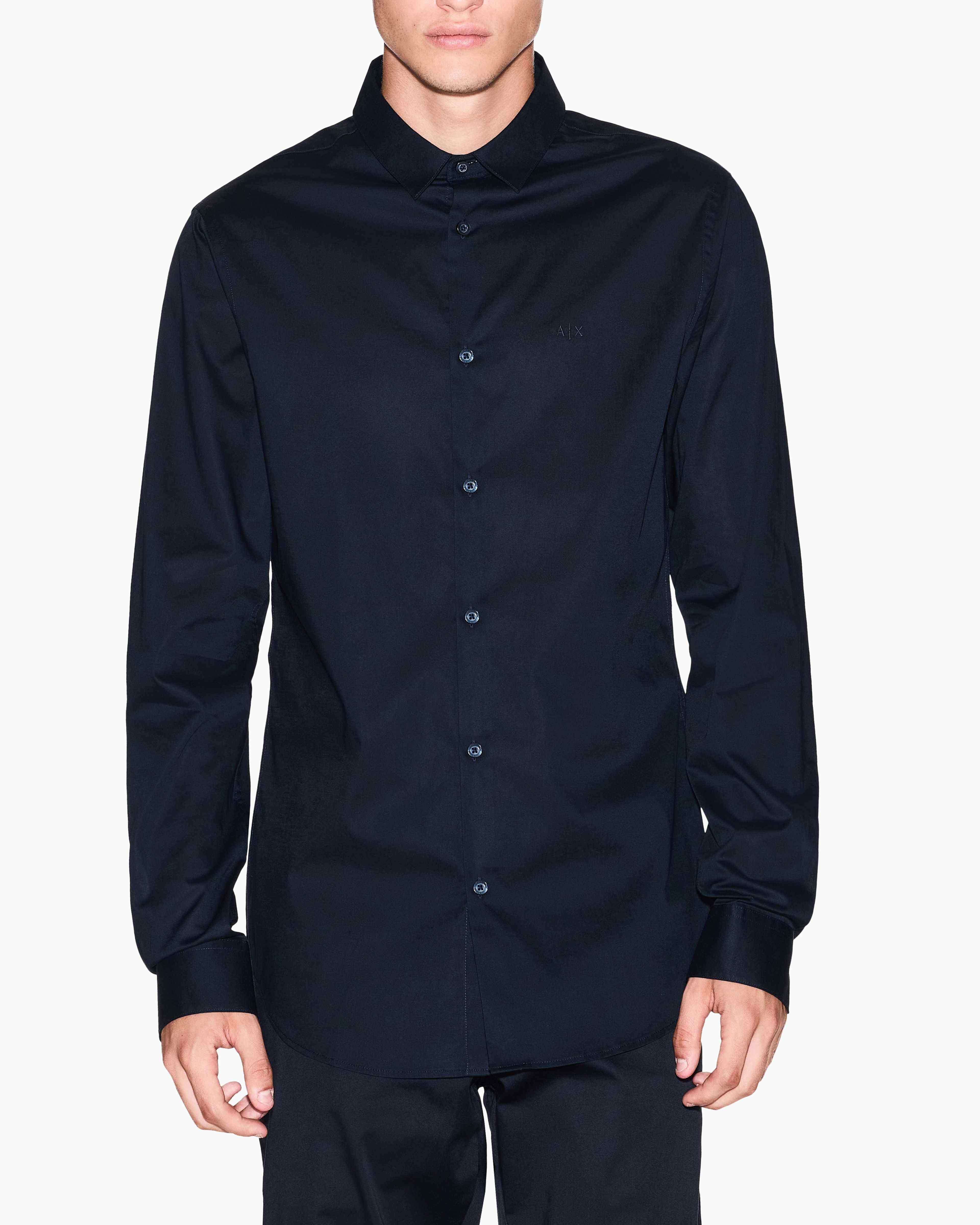 Men Navy Cotton  Shirt