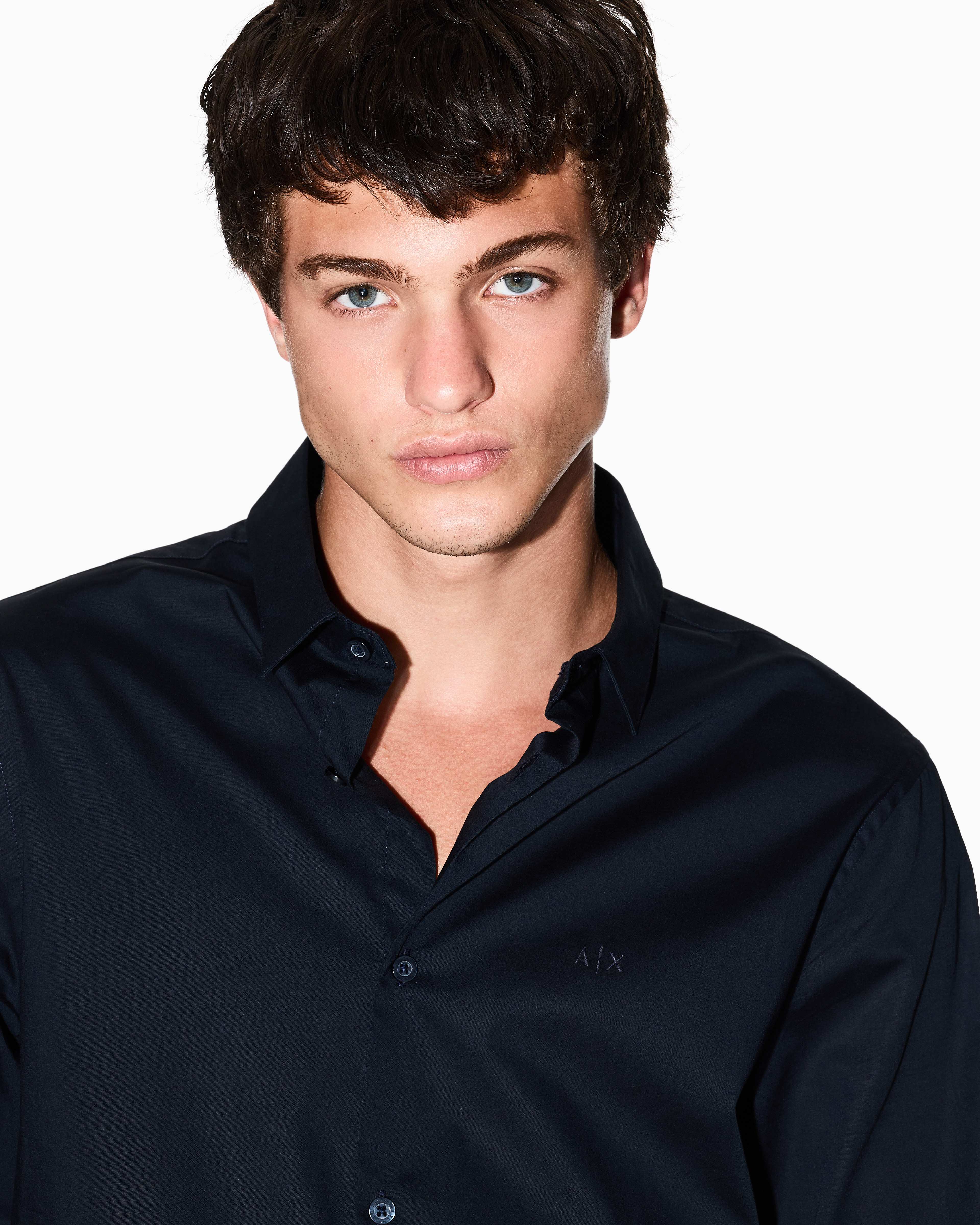 Men Navy Cotton  Shirt