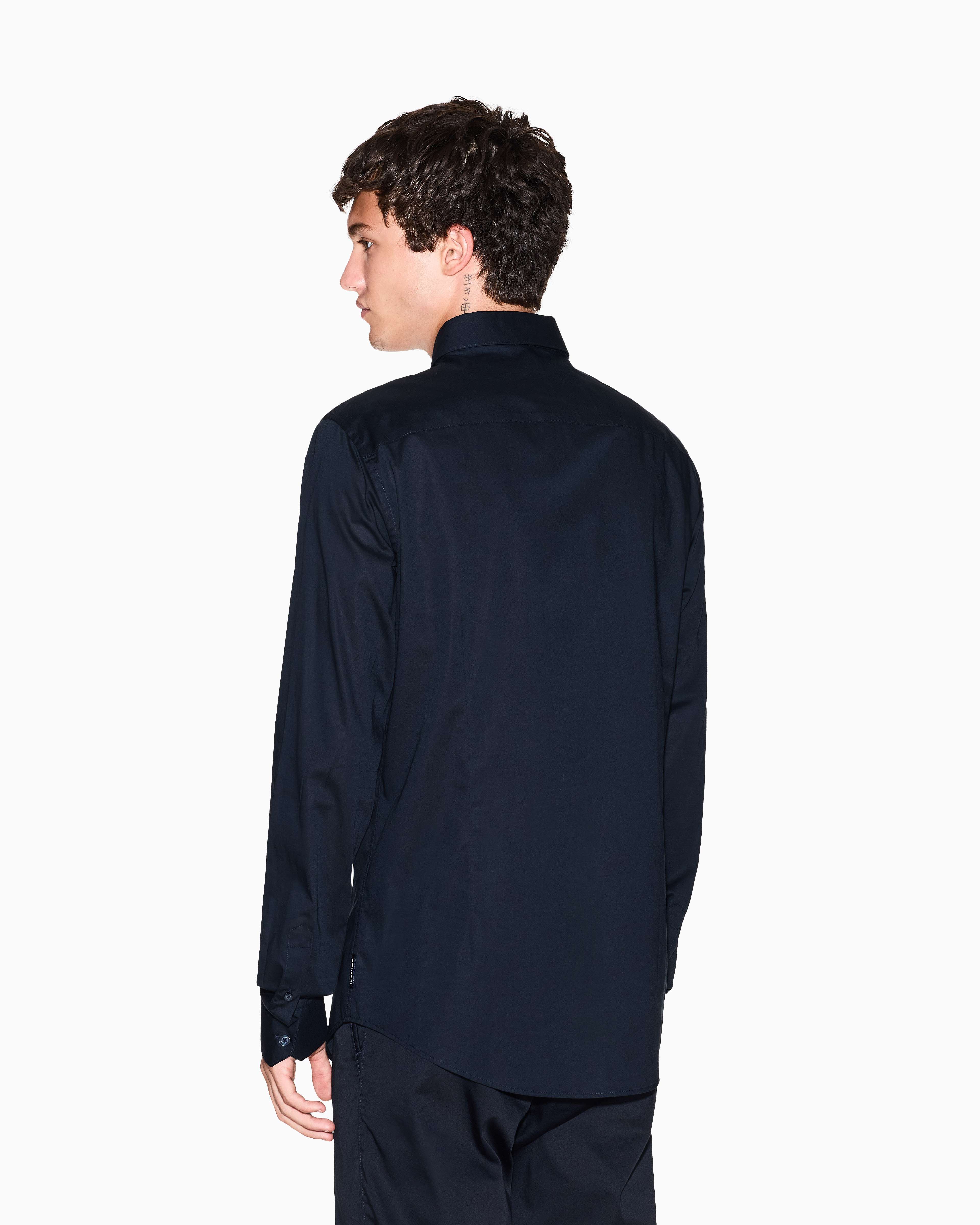 Men Navy Cotton  Shirt