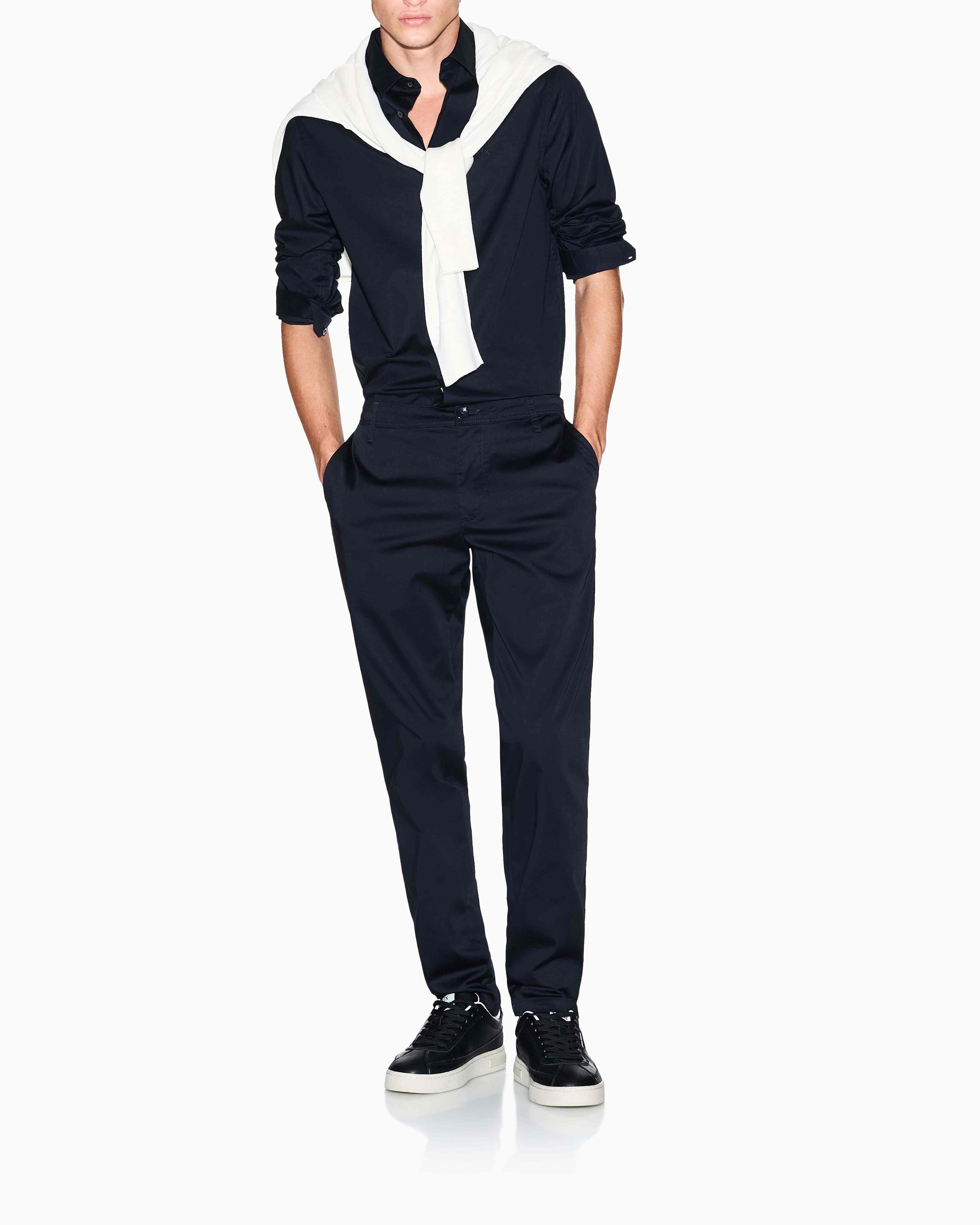 Men Navy Cotton  Shirt