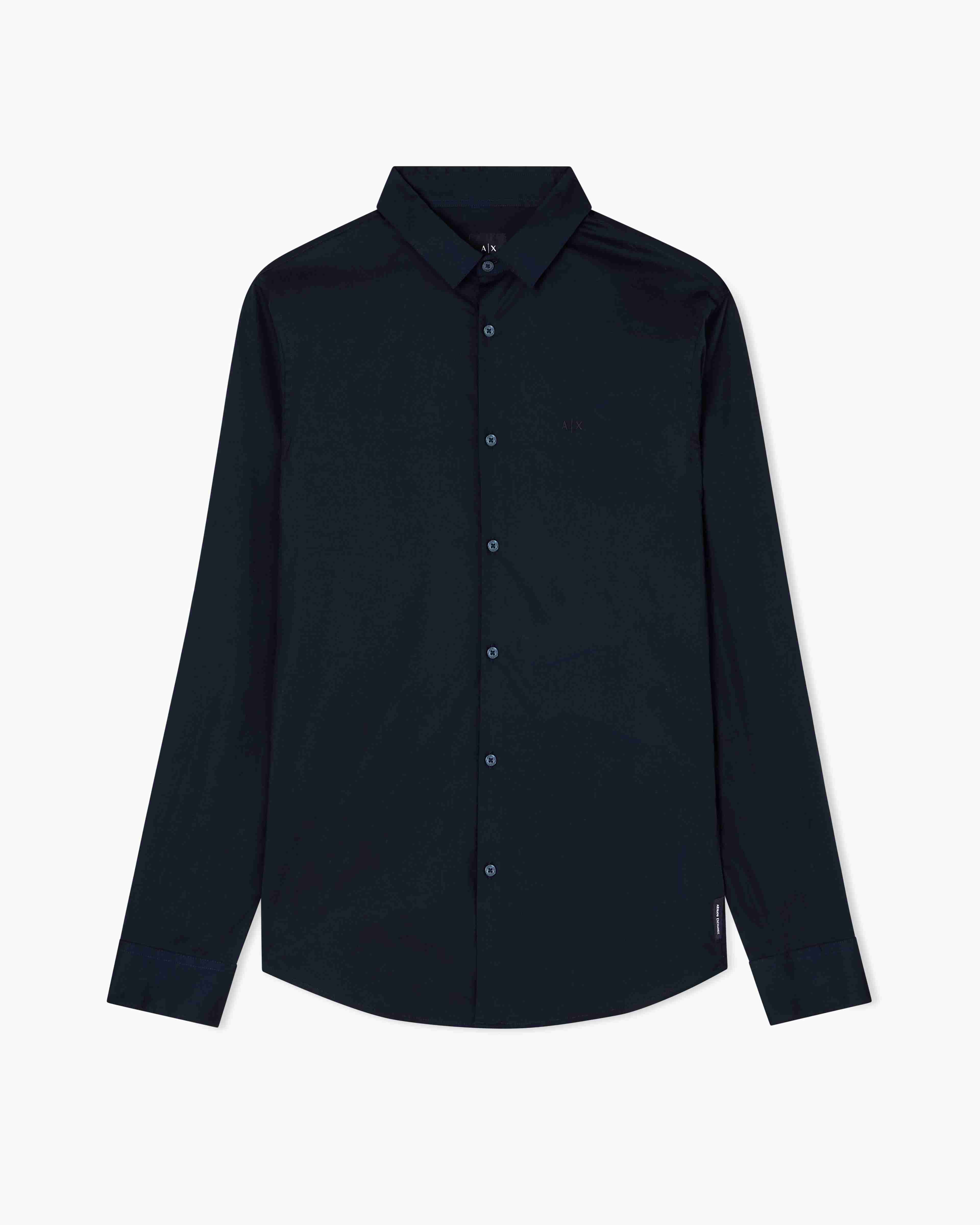 Men Navy Cotton  Shirt