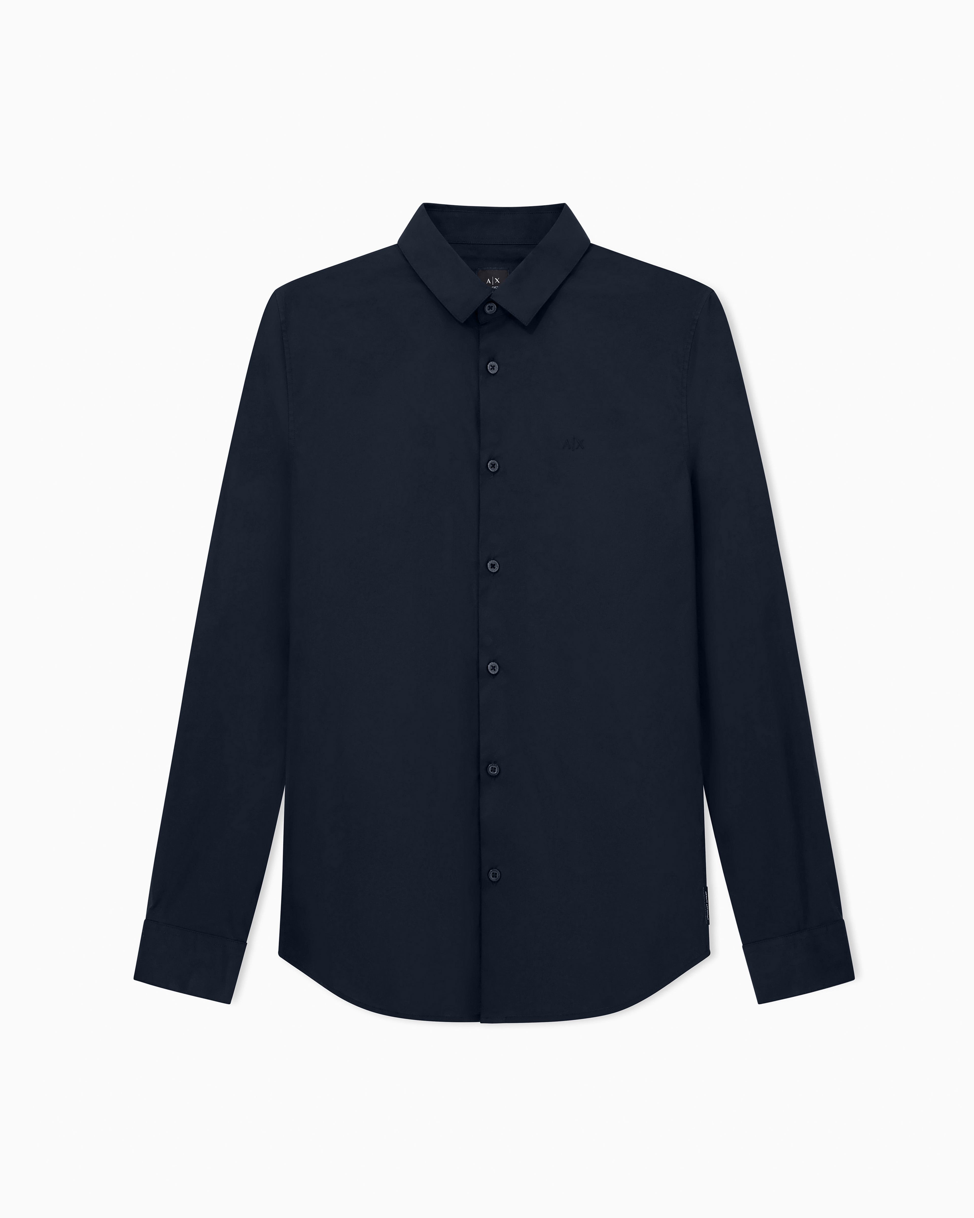 Men Navy Cotton  Shirt