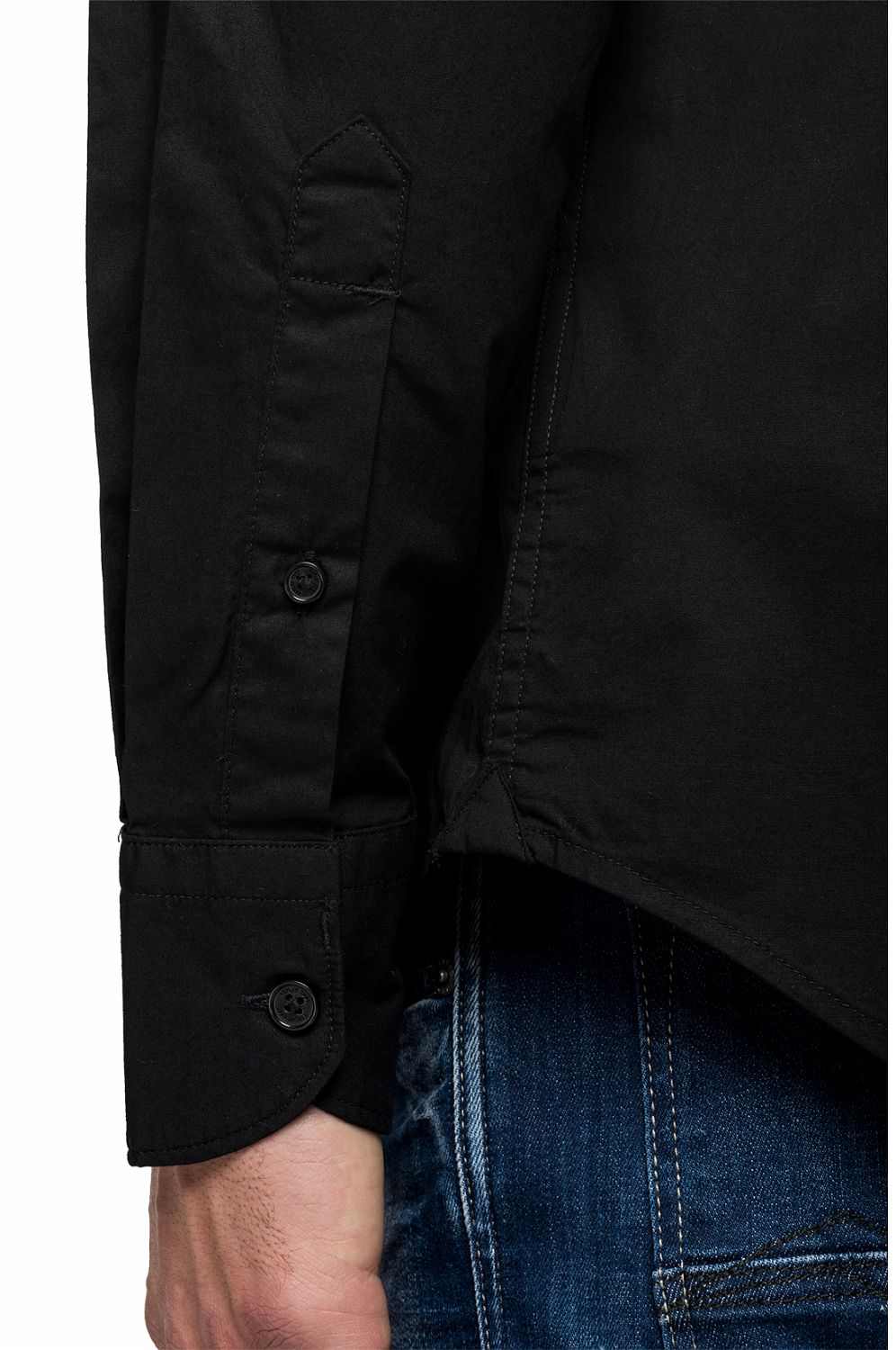 REPLAY Solid  Black Cotton Shirt