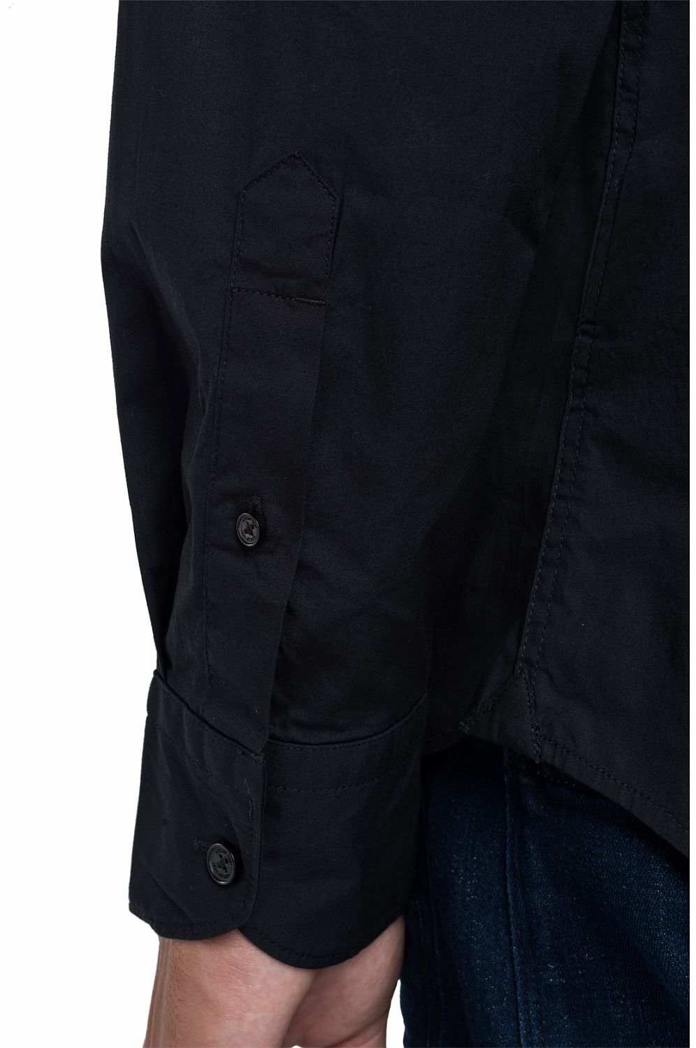 REPLAY Solid  Black Cotton Shirt