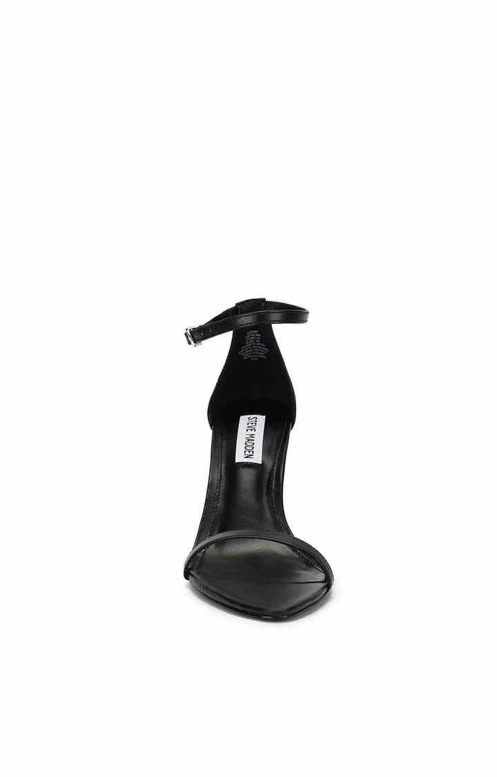 Scoped Black Heel Sandals