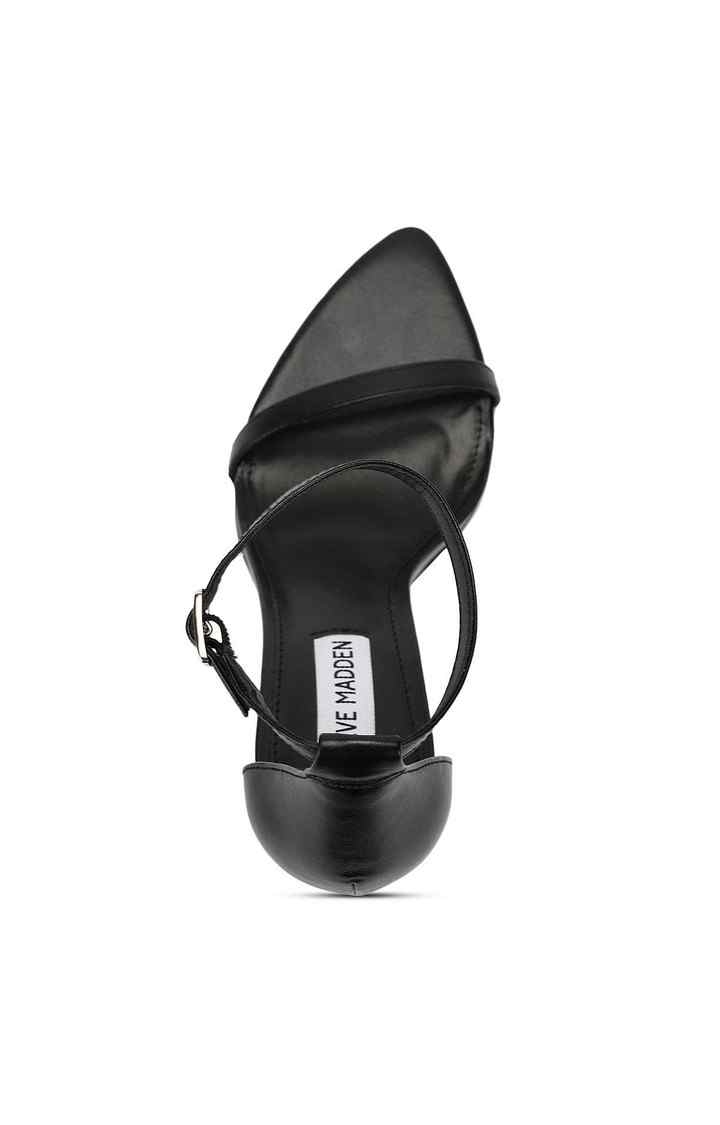 Scoped Black Heel Sandals