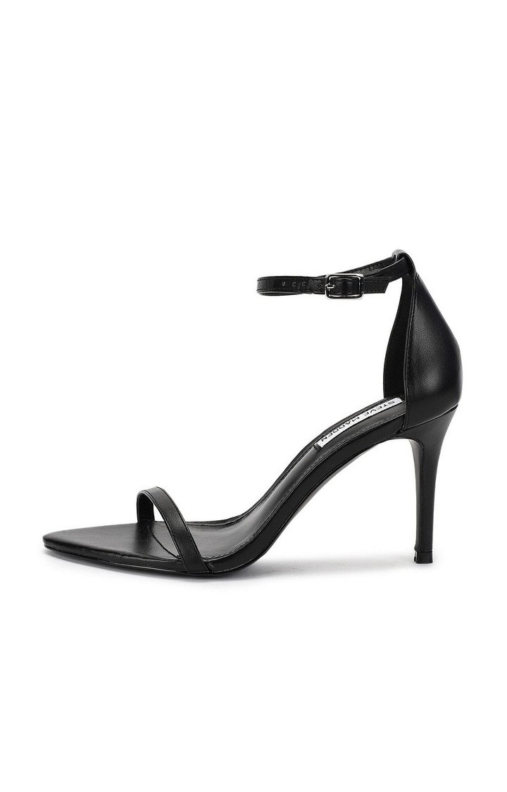 Scoped Black Heel Sandals
