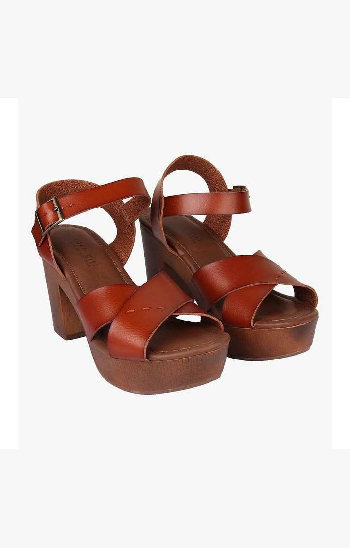 Kia Brown Heel Sandals