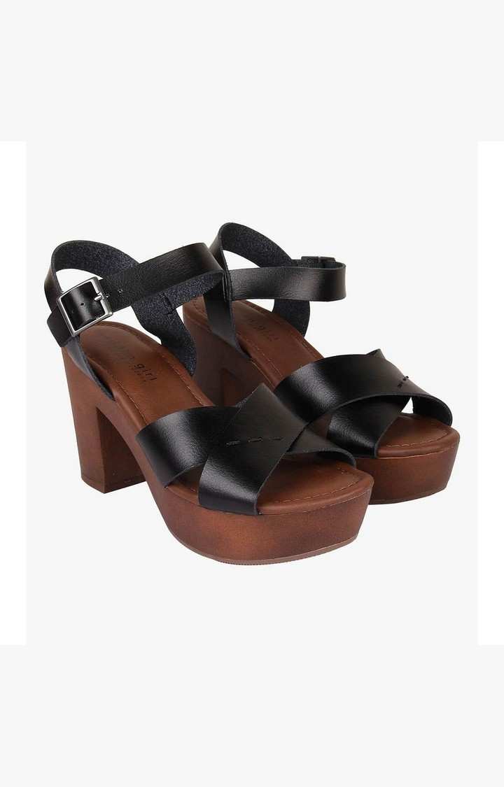 Kia Black Heel Sandals