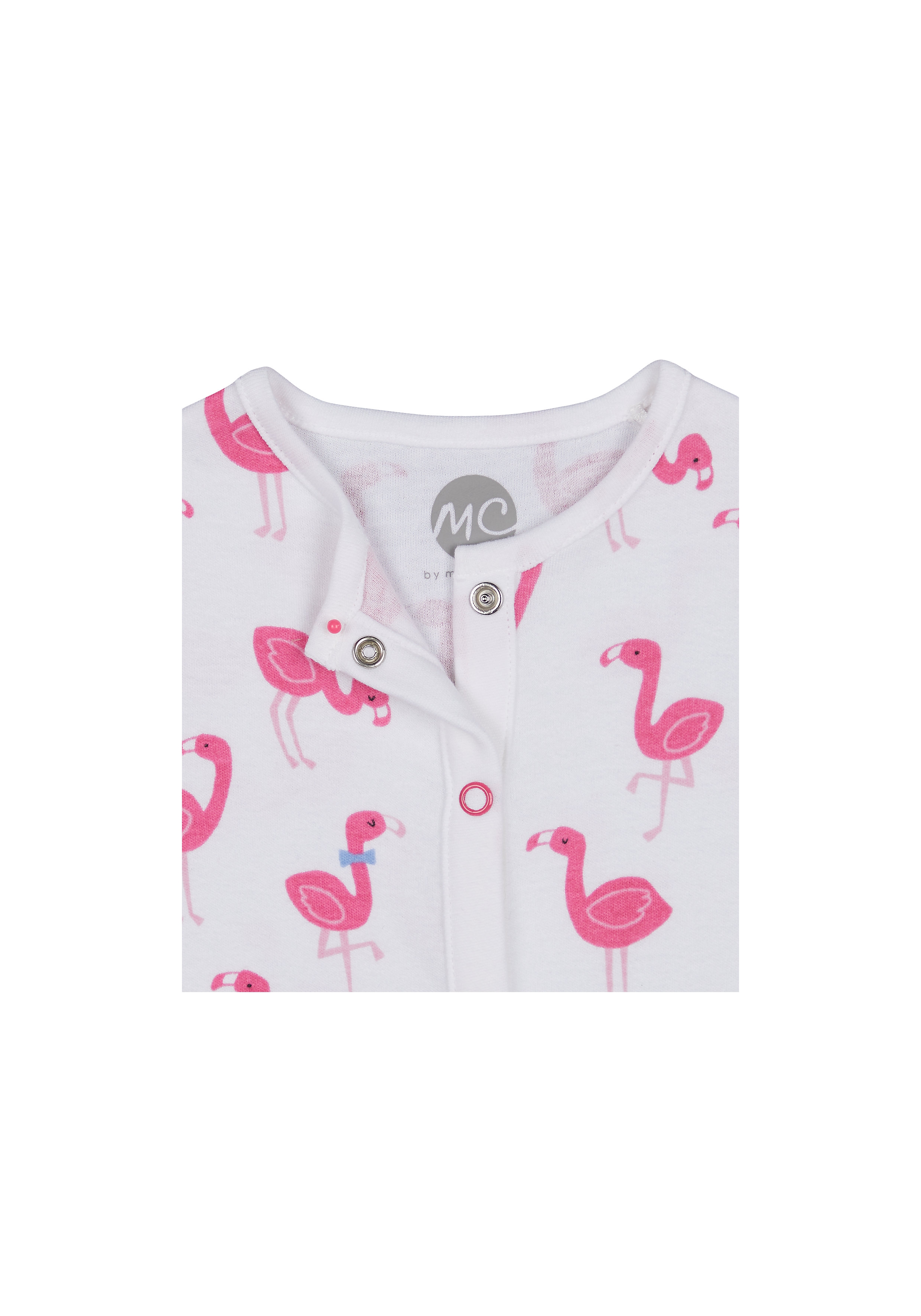 Mothercare | Girls Half Sleeves Romper Flamingo Print - White 2