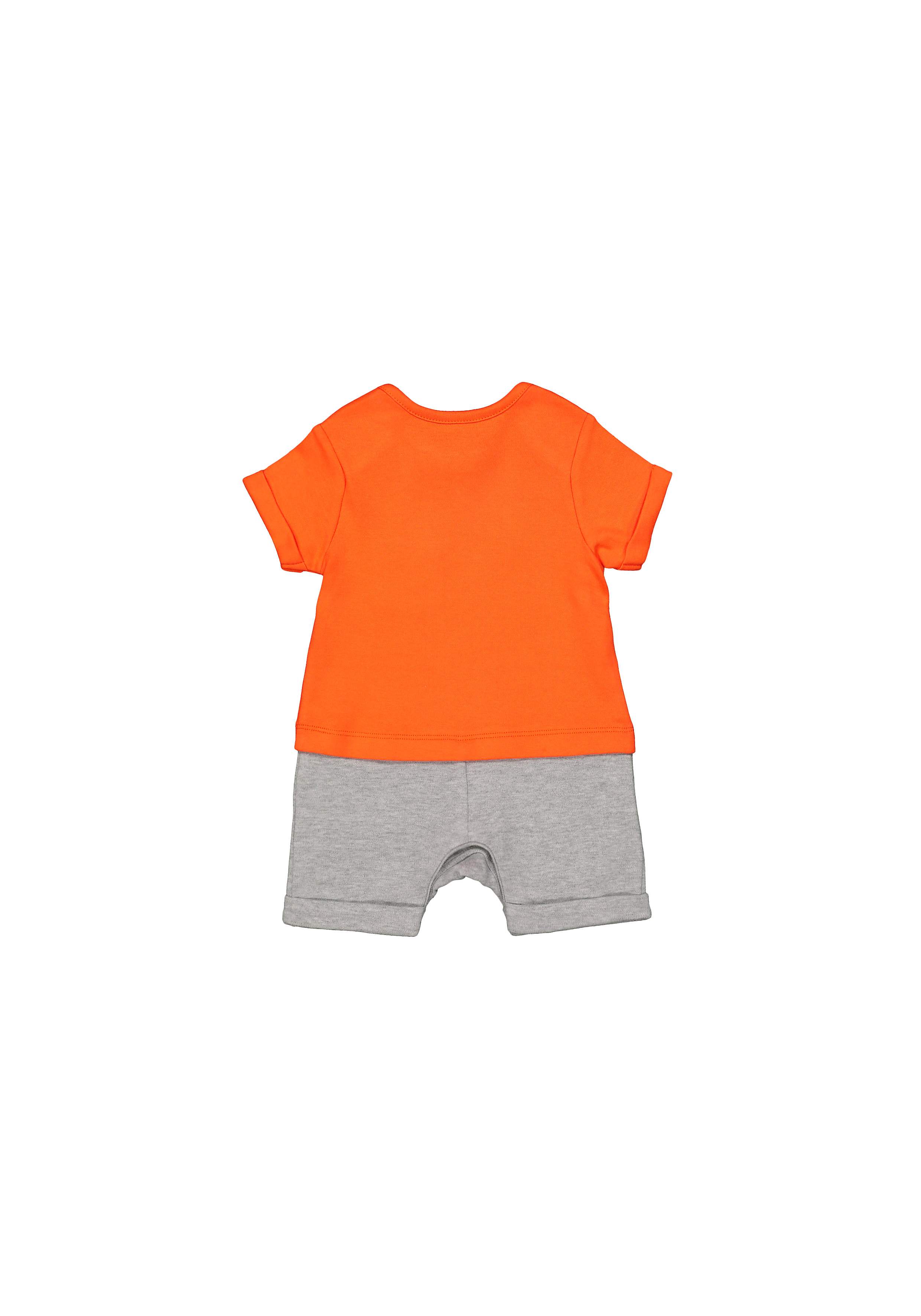 Mothercare | Boys Half Sleeves Mock Romper Tiger Print - Orange Grey 1