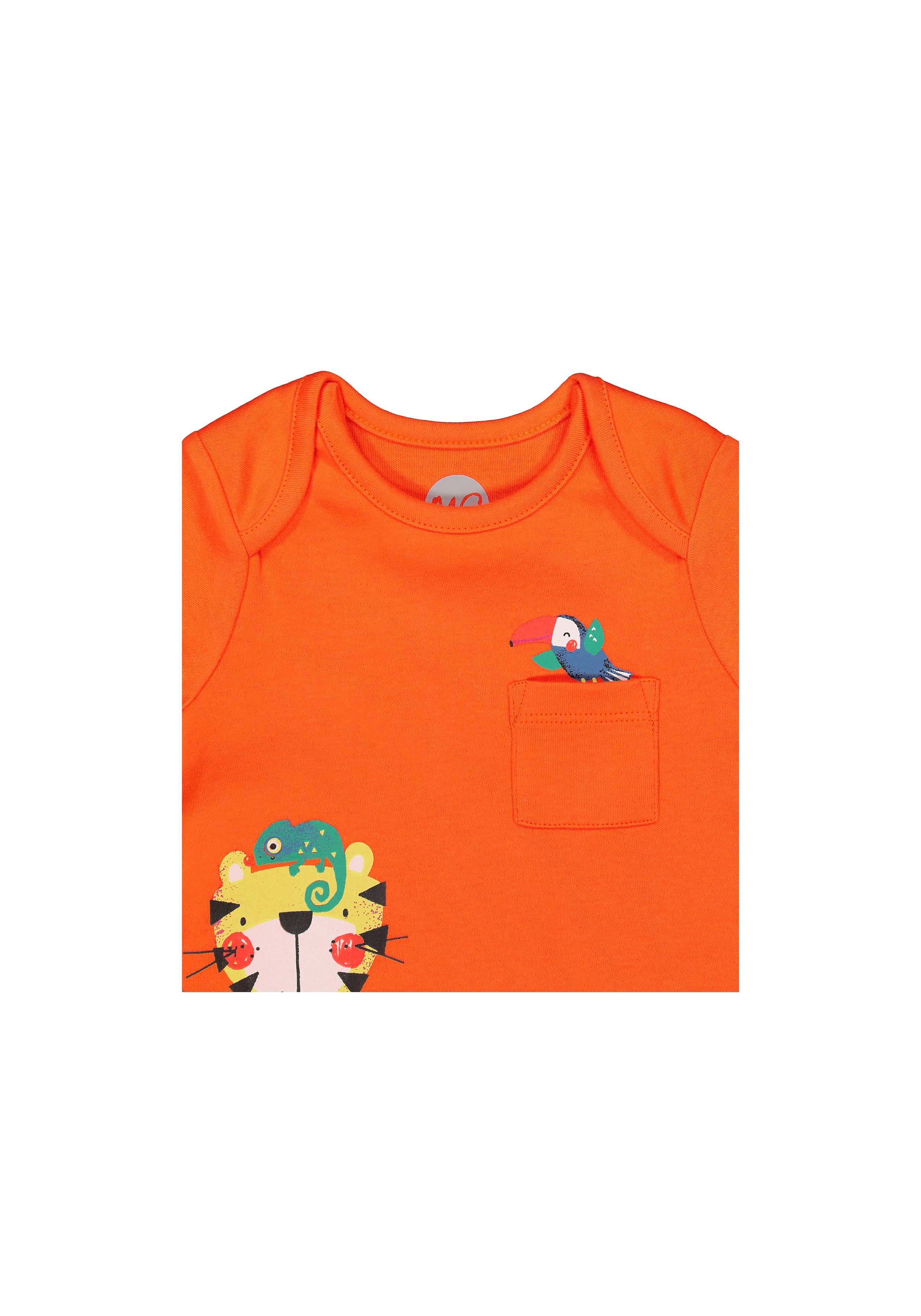 Mothercare | Boys Half Sleeves Mock Romper Tiger Print - Orange Grey 2