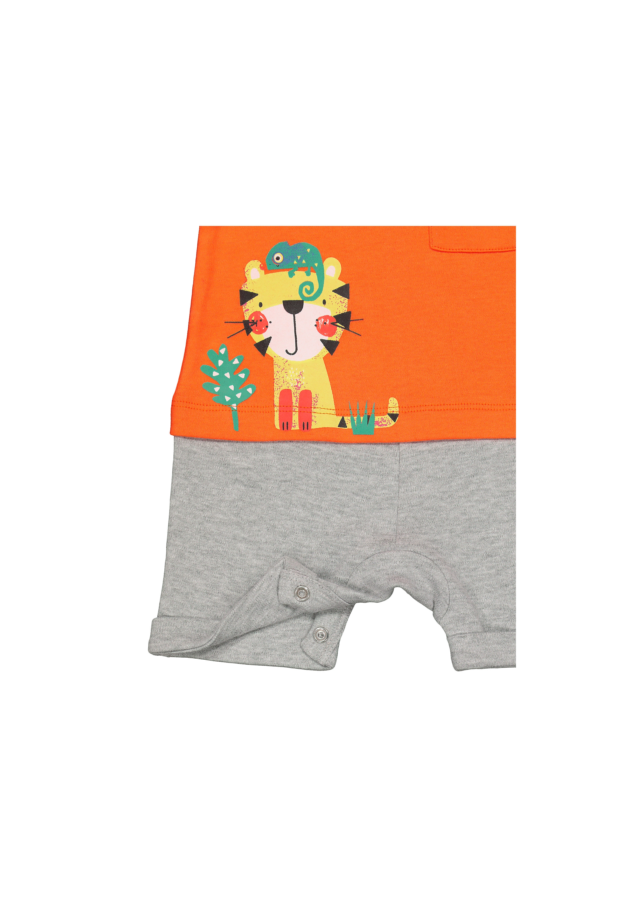 Mothercare | Boys Half Sleeves Mock Romper Tiger Print - Orange Grey 3