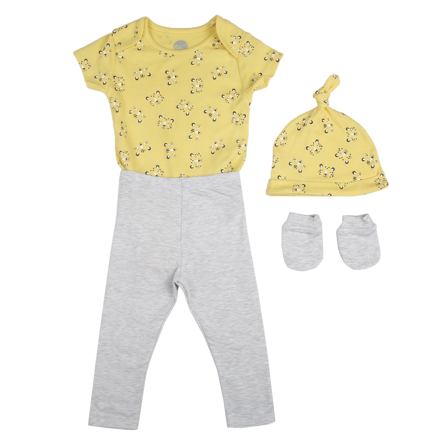 Mothercare | Boys Half sleeves Lion print 3 piece set - yellow 0