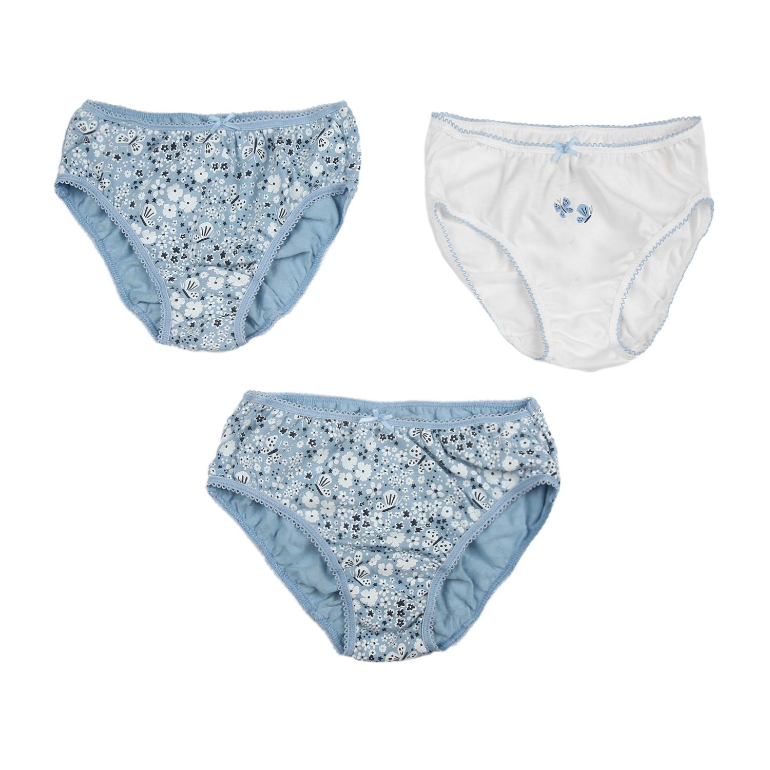 Mothercare | Girls Floral print Briefs - Pack of 3 - Blue white 0