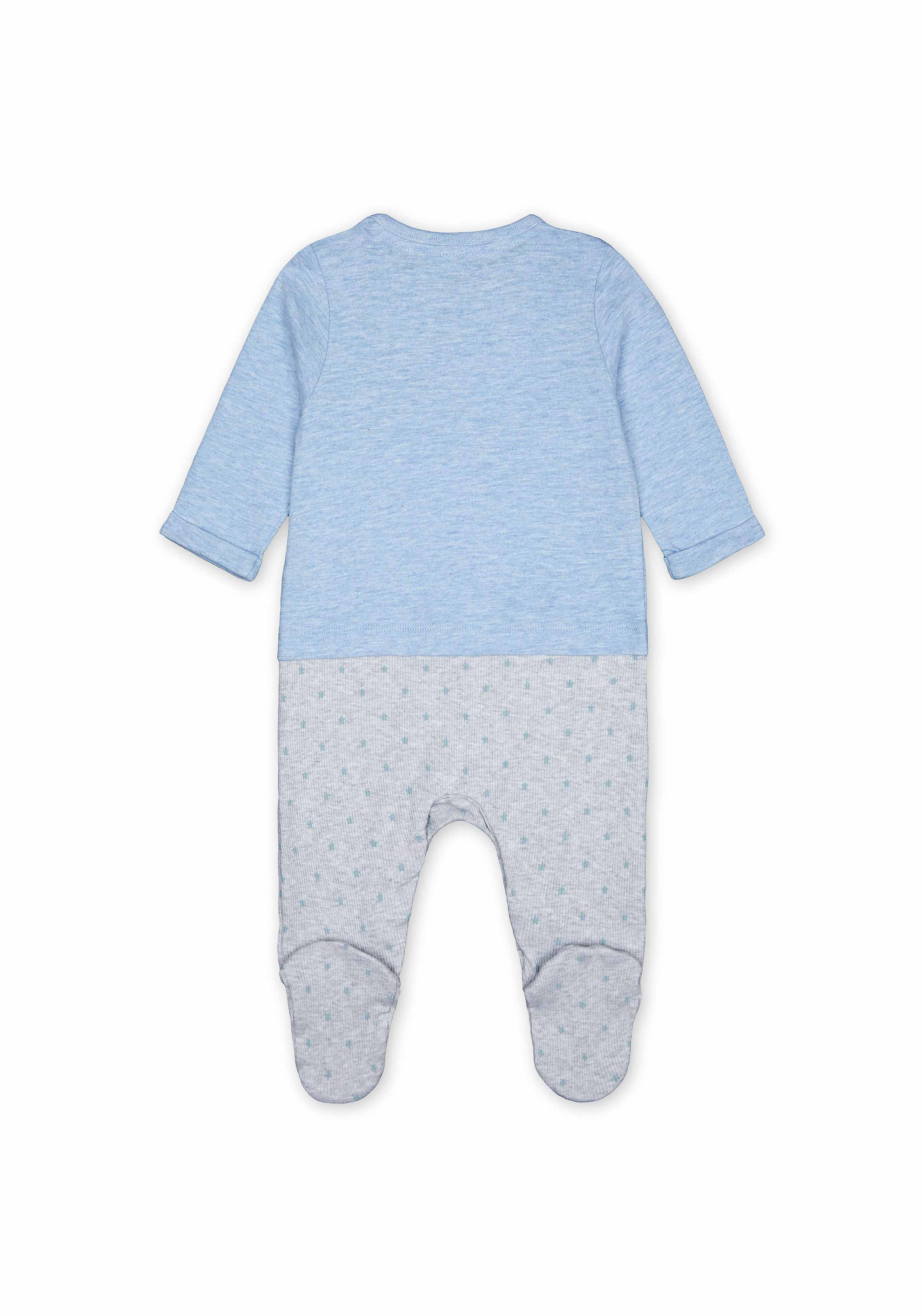 Boys Full sleeves Elephant print Mock romper - Blue