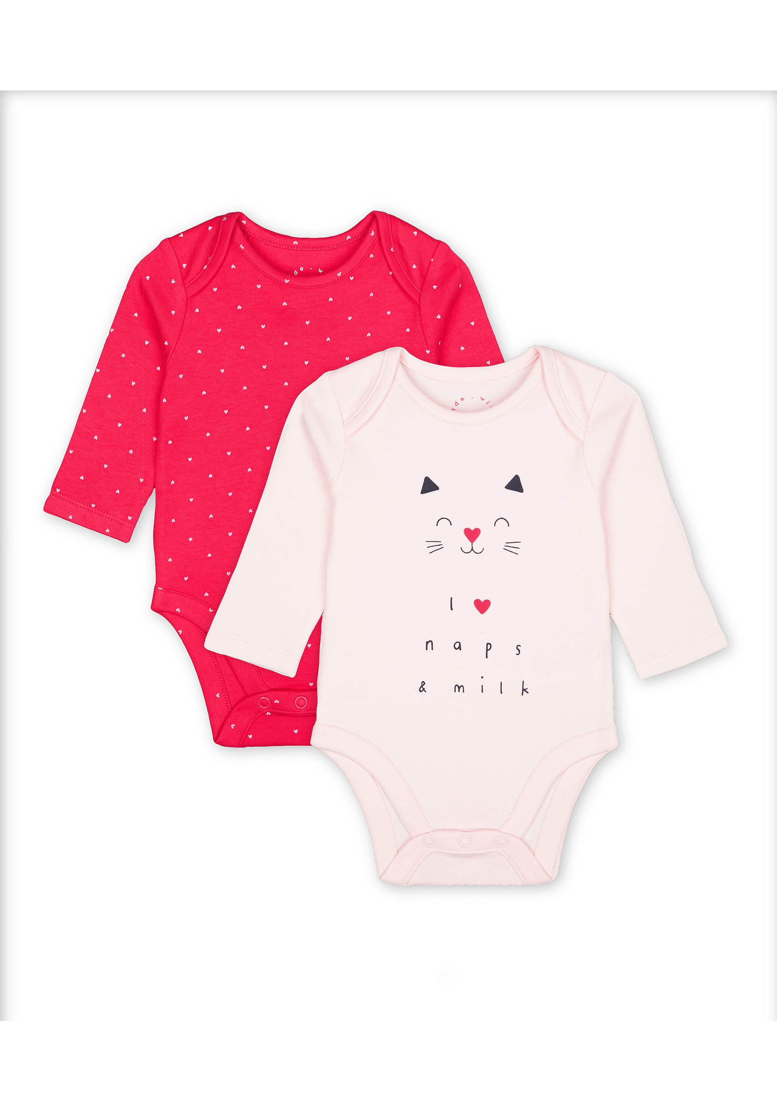 Girls Full Sleeves Text Print Bodysuit - Pack Of 2 - Multicolor