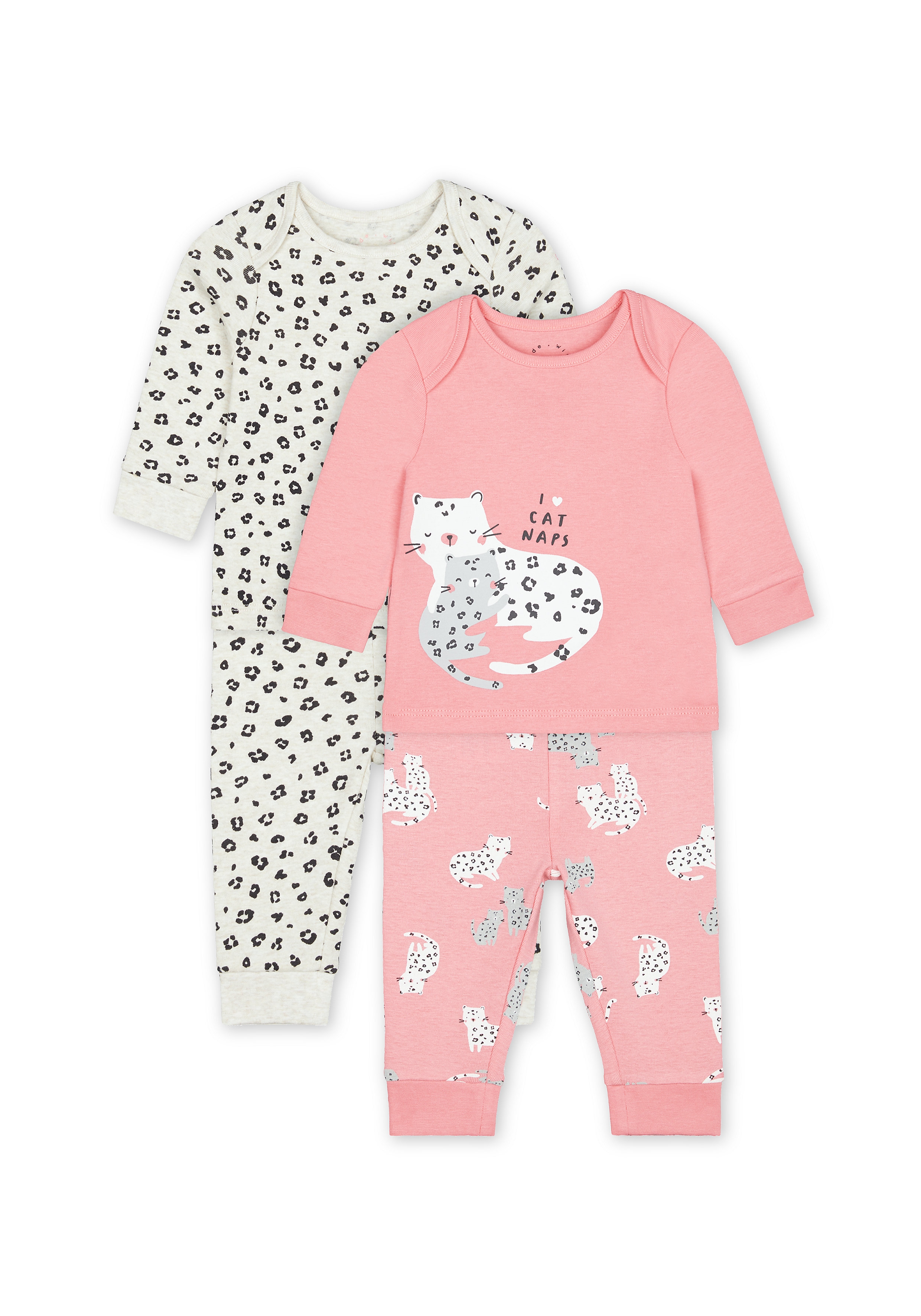 Mothercare | Girls Full Sleeves Pyjama Sets - Pack Of 2 - Pink 0