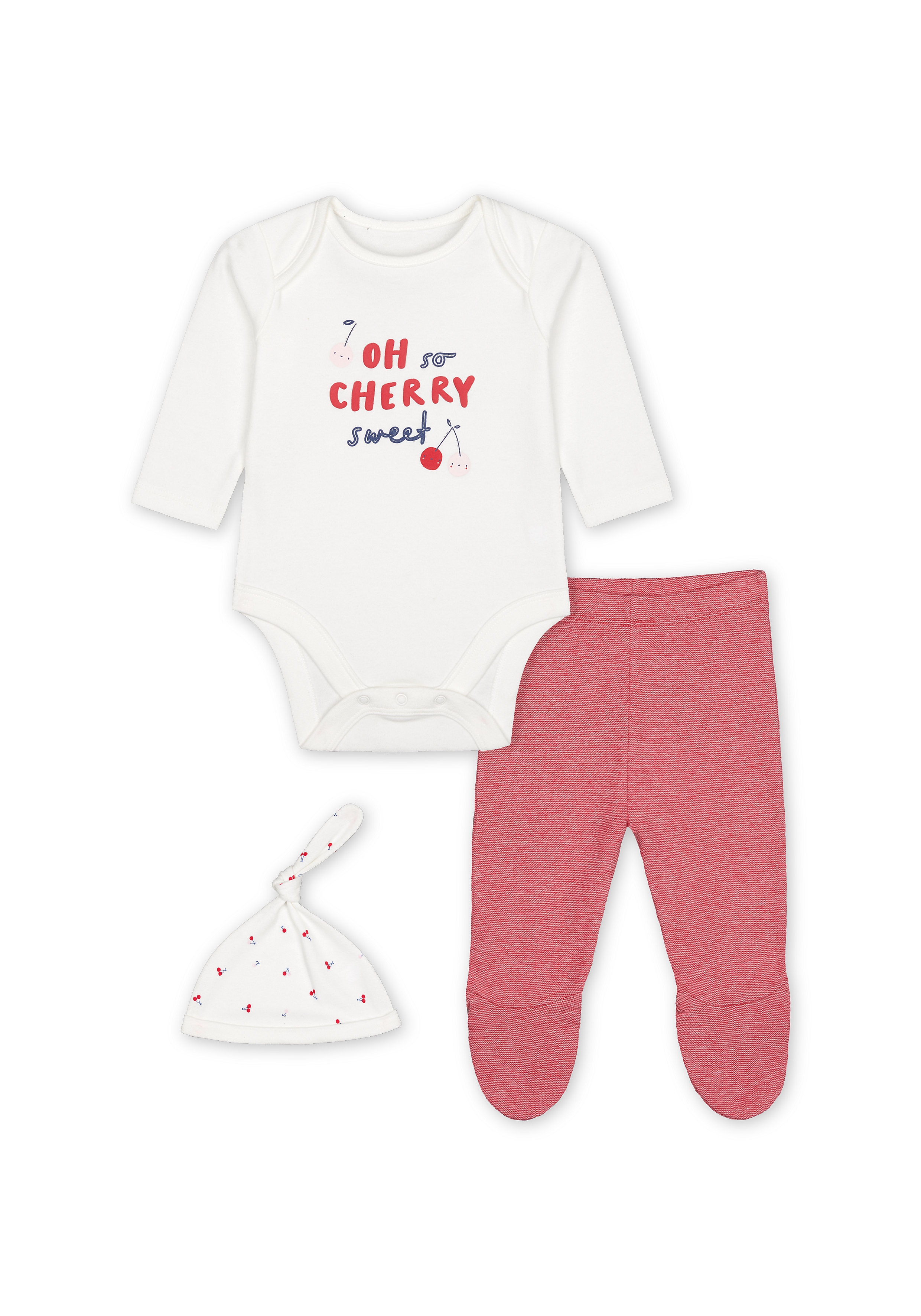 Mothercare | Girls Full Sleeves 3 Piece Set - Pink 0