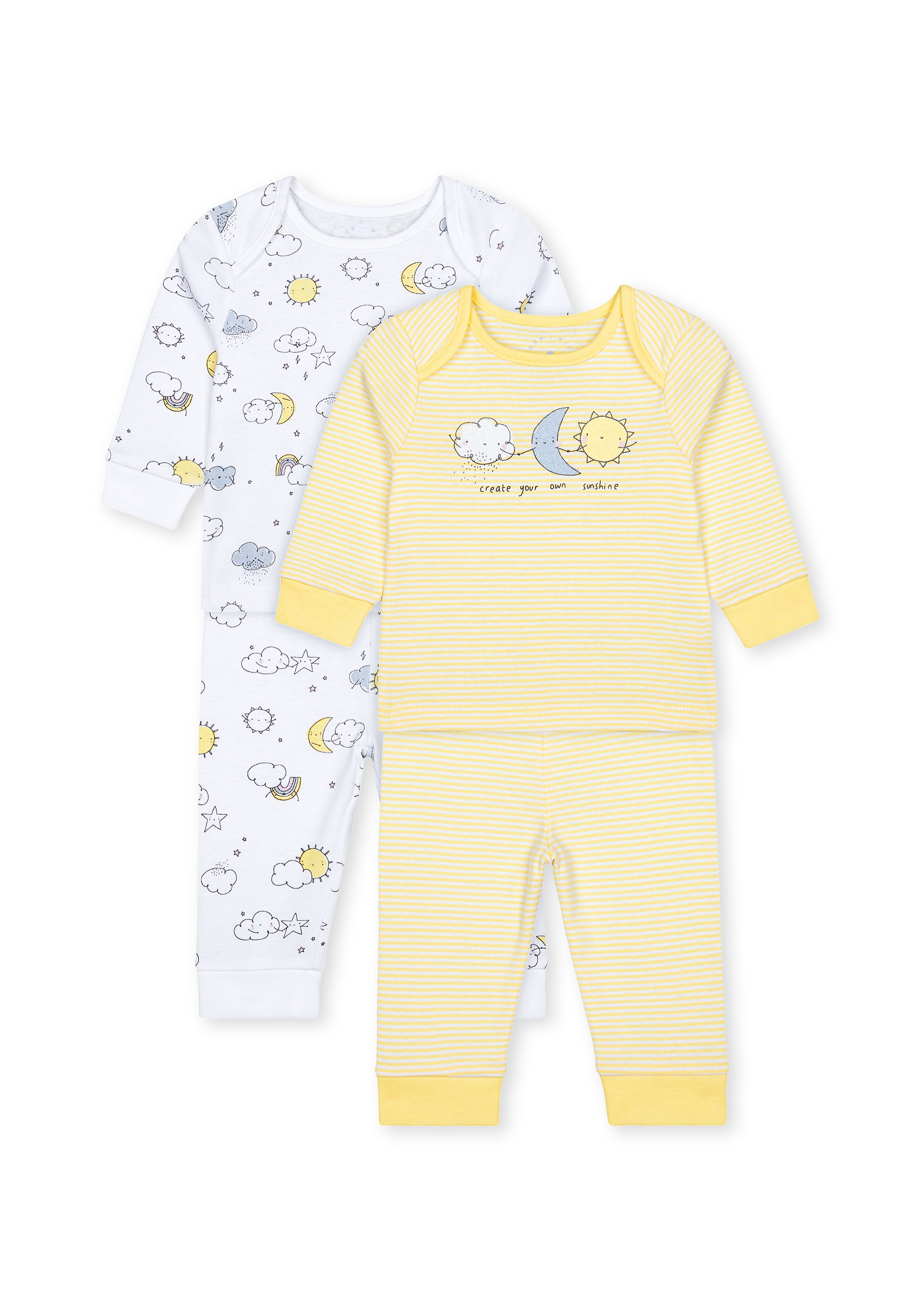 Mothercare | Unisex Full Sleeves Pyjama Sets - Pack Of 2 - Yellow 0