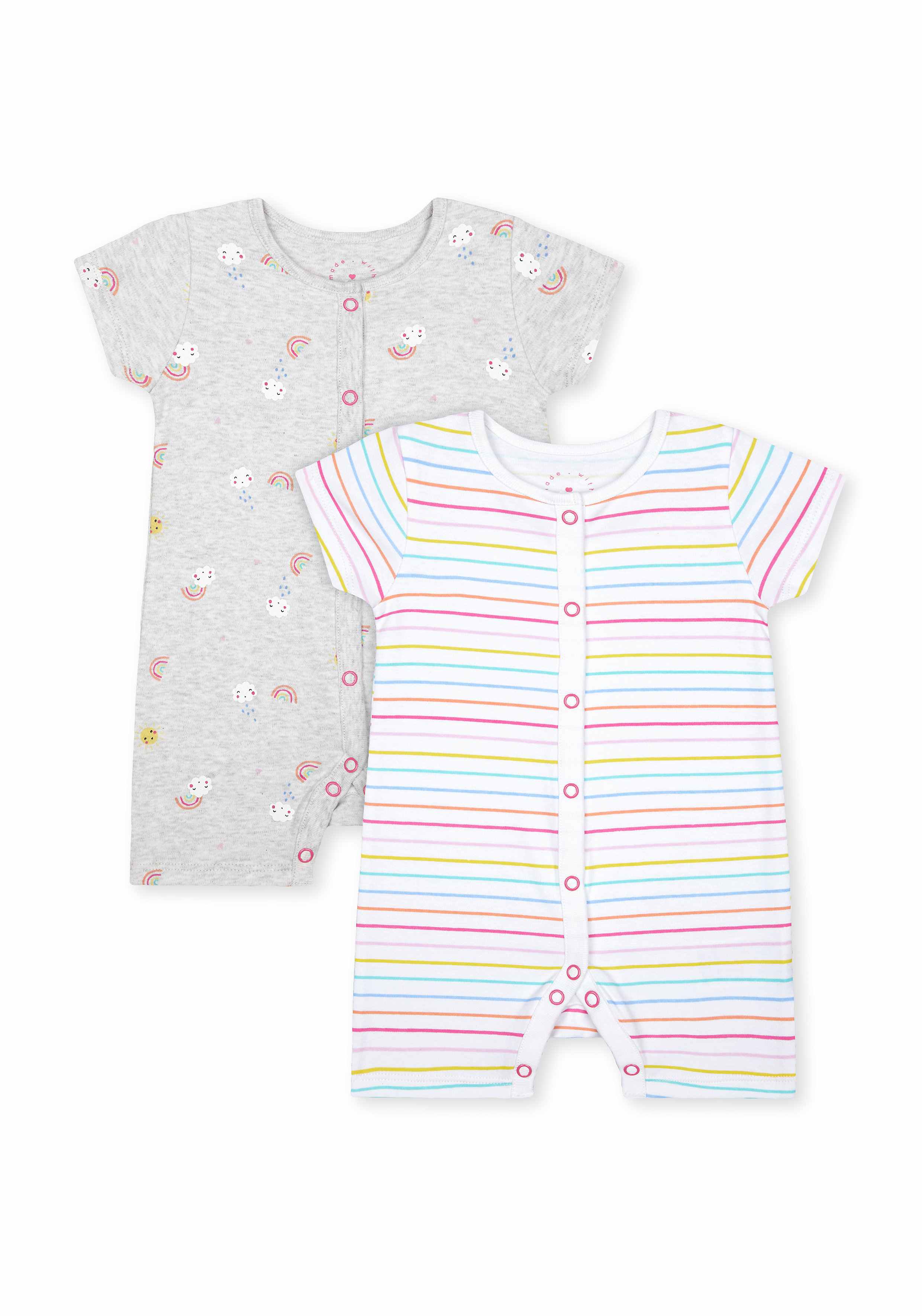 Unisex Half Sleeves Rompers  - Pack Of 2 - Blue