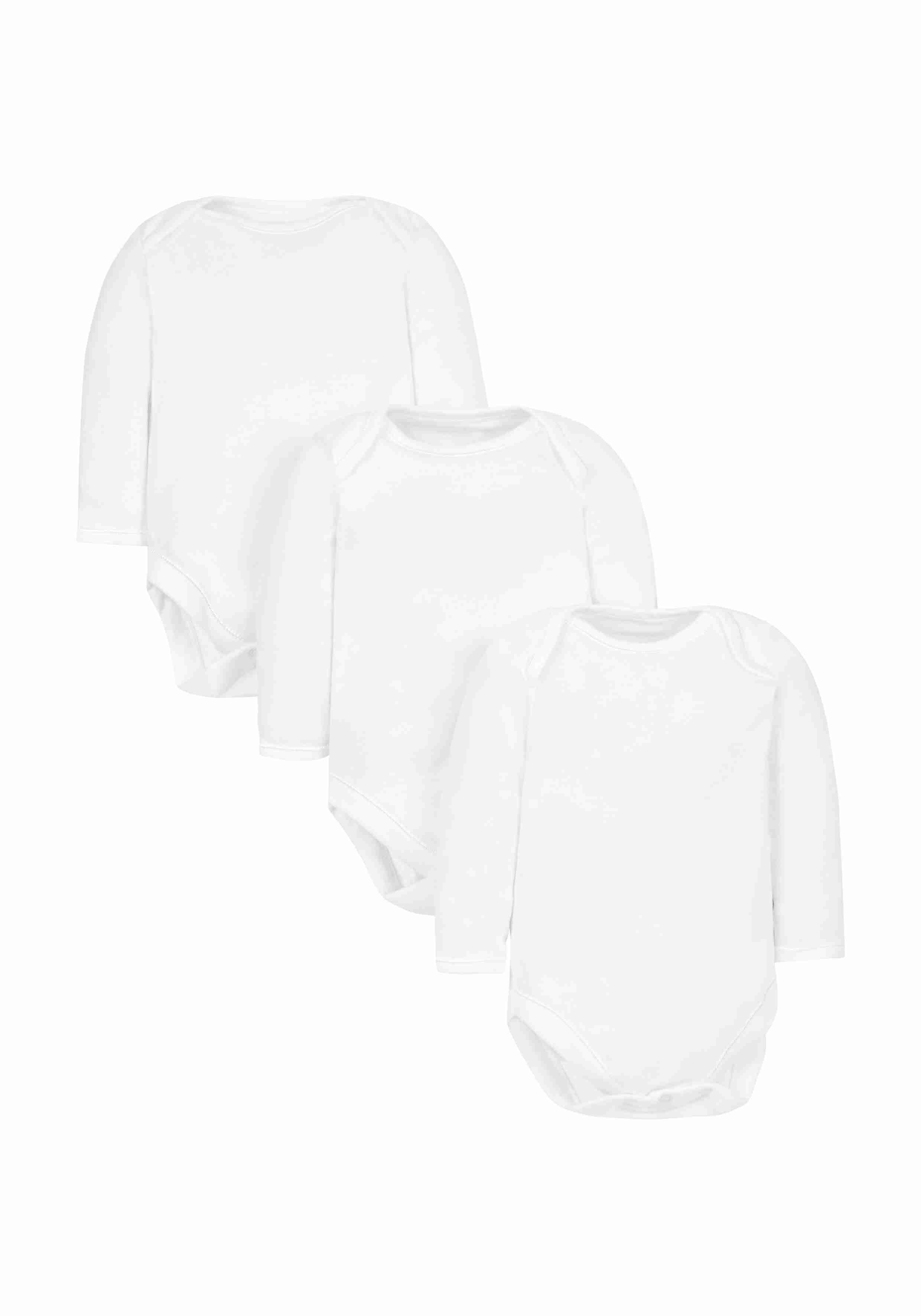 Unisex Full Sleeves Bodysuit - Pack Of 3 - White