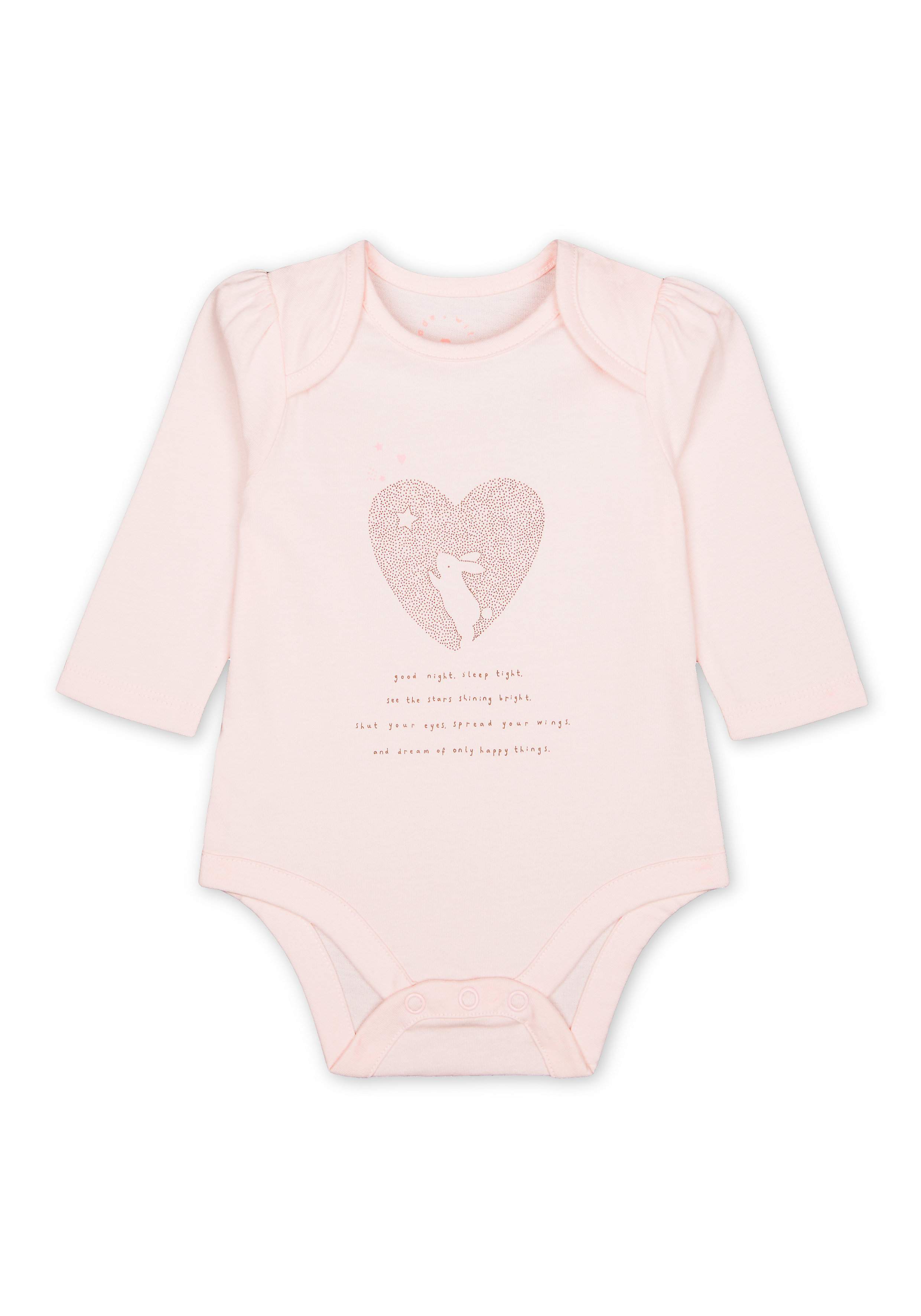 Girls Full Sleeves Heart Print Bodysuit - Pink