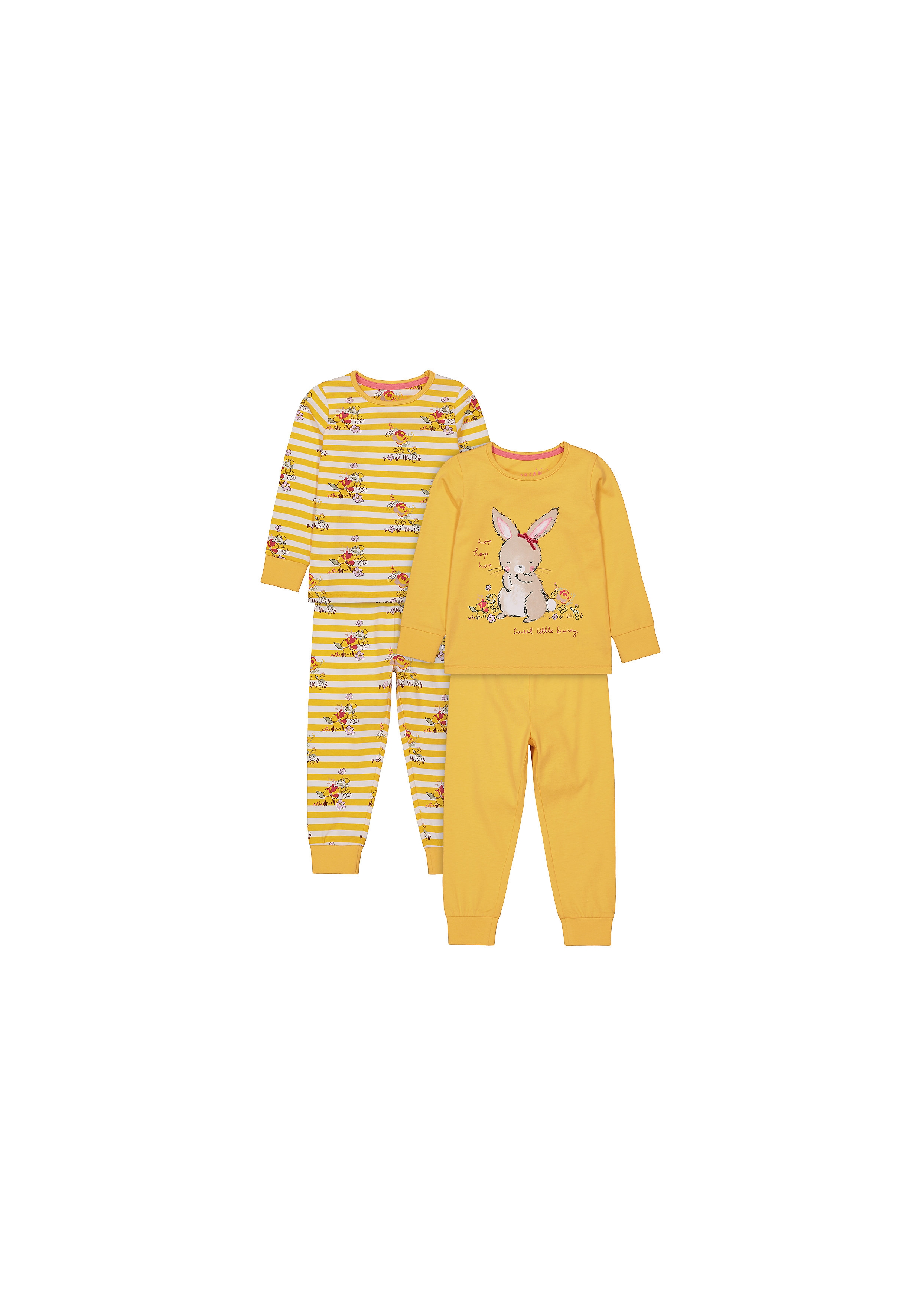 Mothercare | Girls Full Sleeves Pyjama Sets - Pack Of 2 - Mustard 0