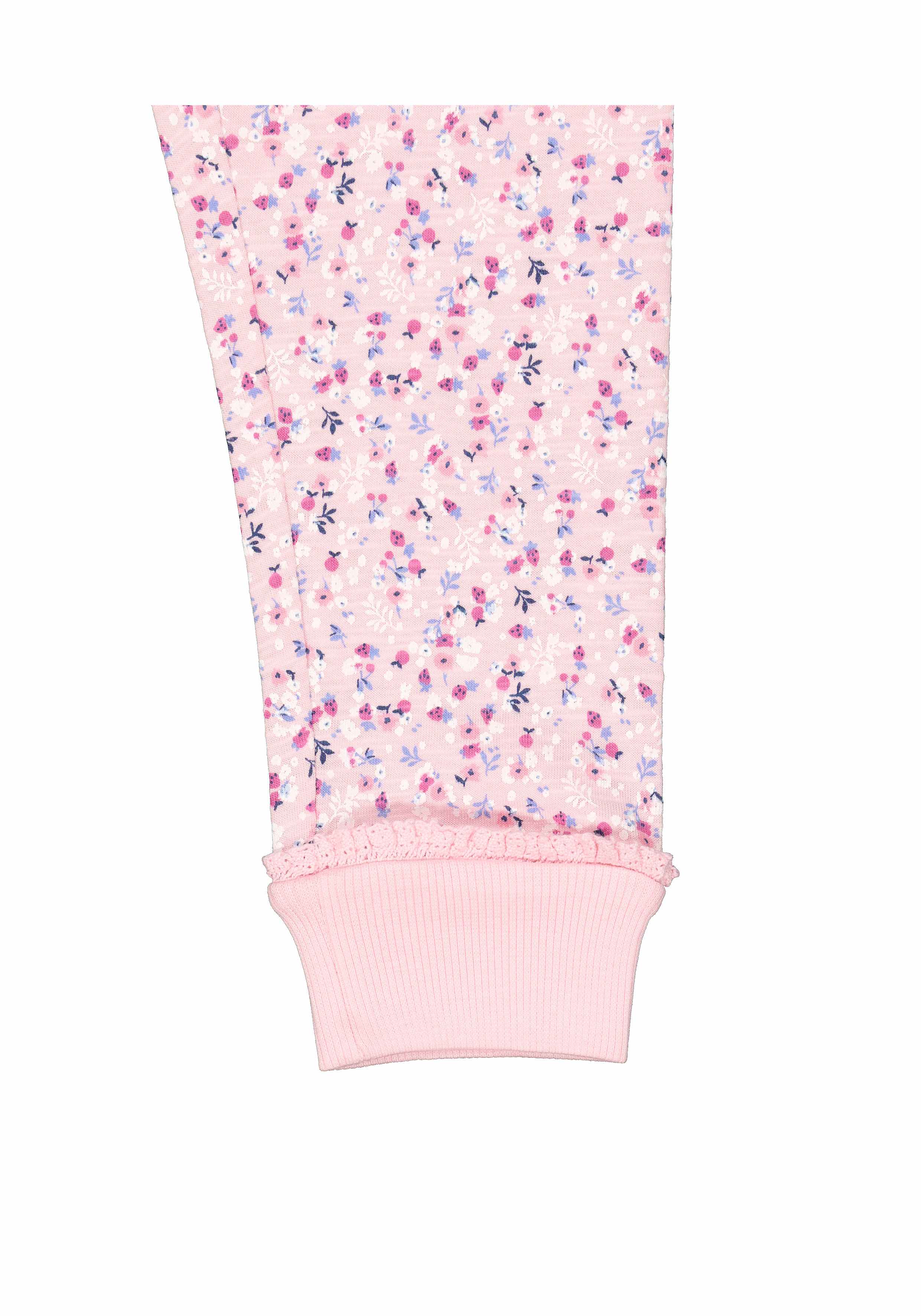 Girls Full Sleeves Pyjama Set Polka Dot And Floral Print - Pack Of 2 - Pink Cream