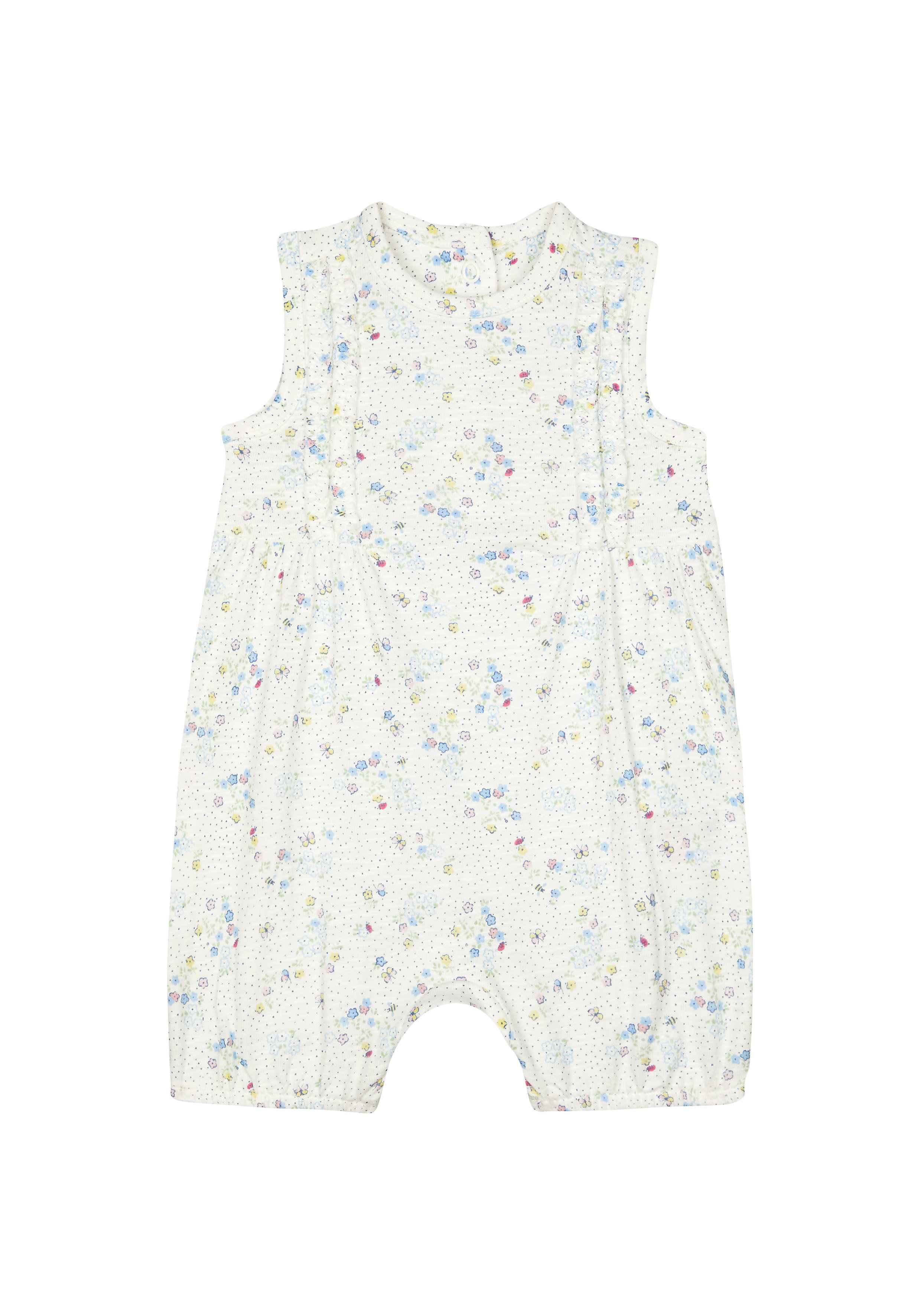 Girls Sleeveless Romper Floral Print - White