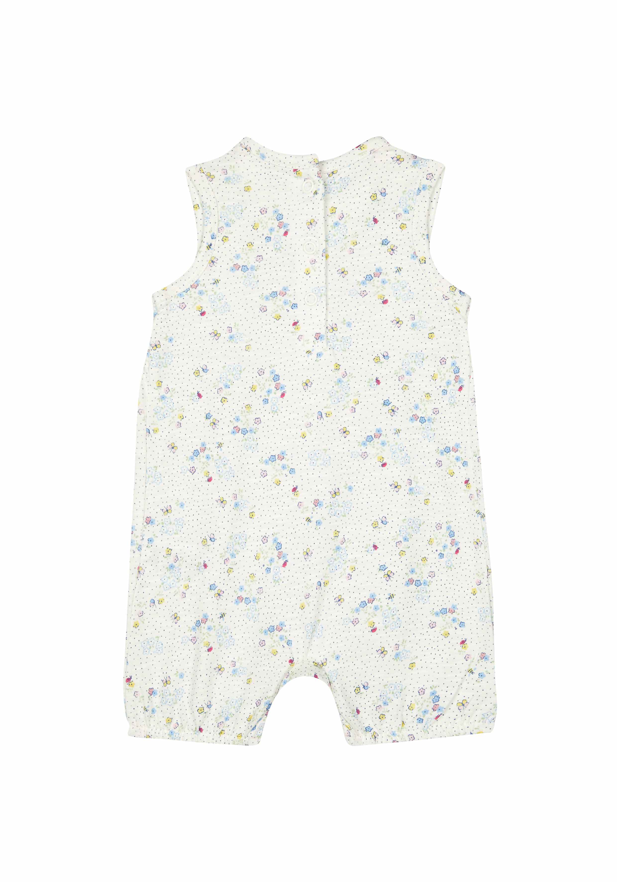 Girls Sleeveless Romper Floral Print - White