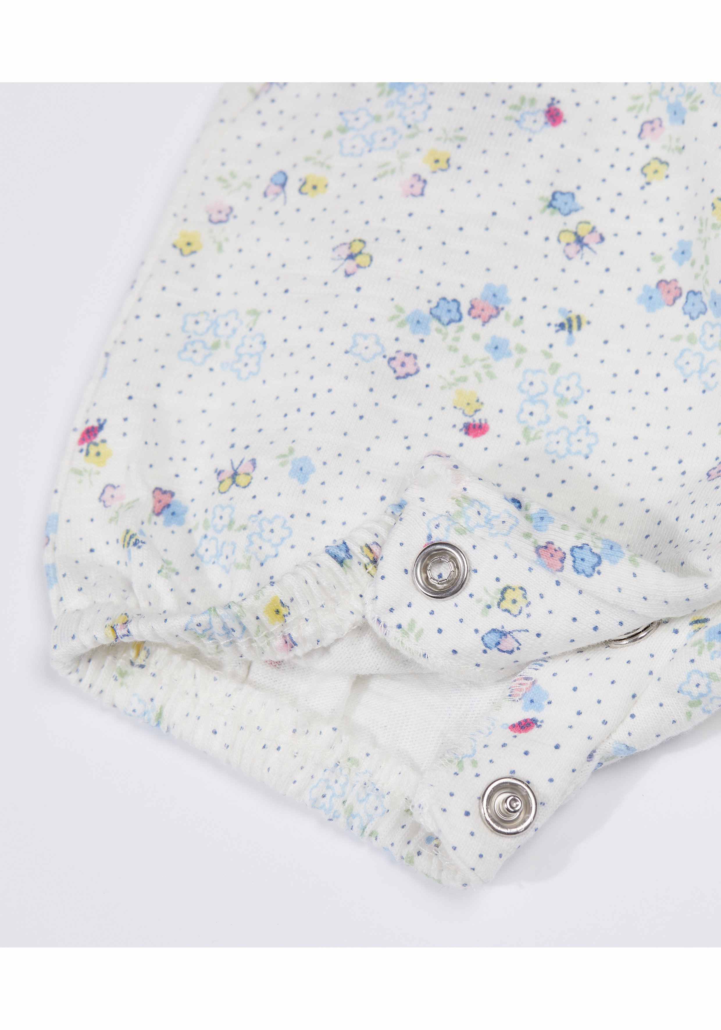 Girls Sleeveless Romper Floral Print - White