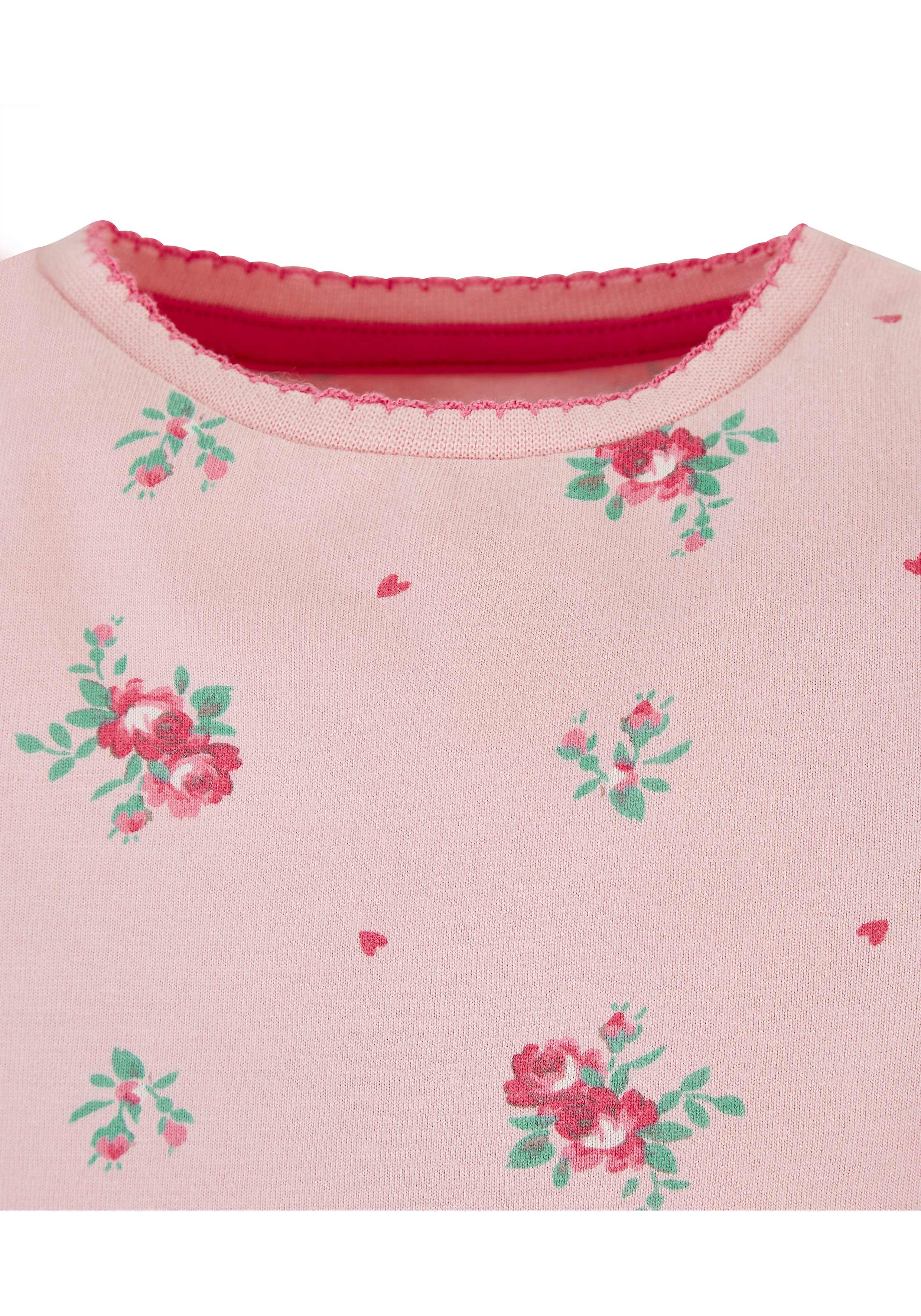 Girls Full Sleeves Nightdress Floral Print - Pack Of 2 - Pink White