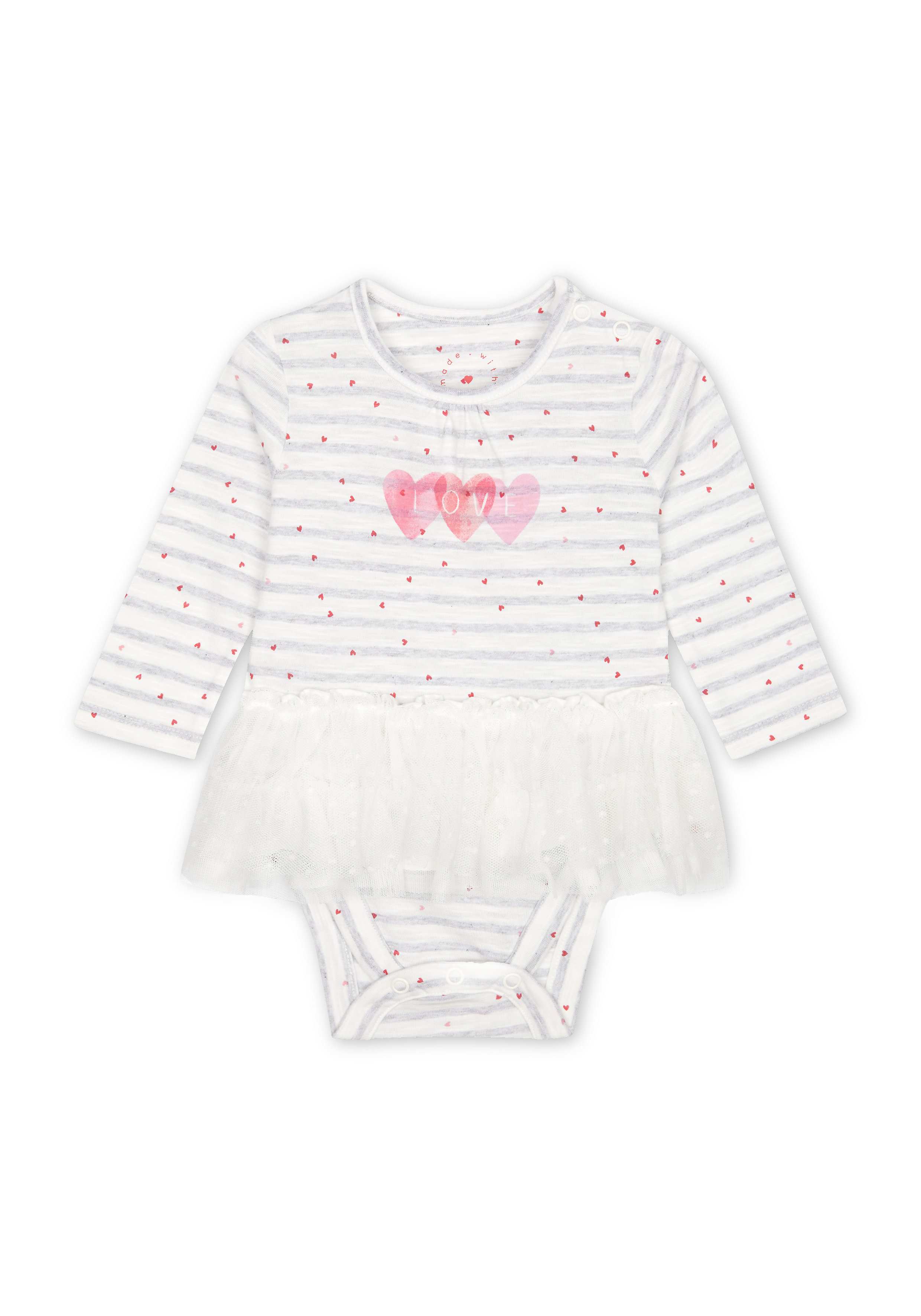 Girls Full Sleeves Frock Style Bodysuit Printed - Grey