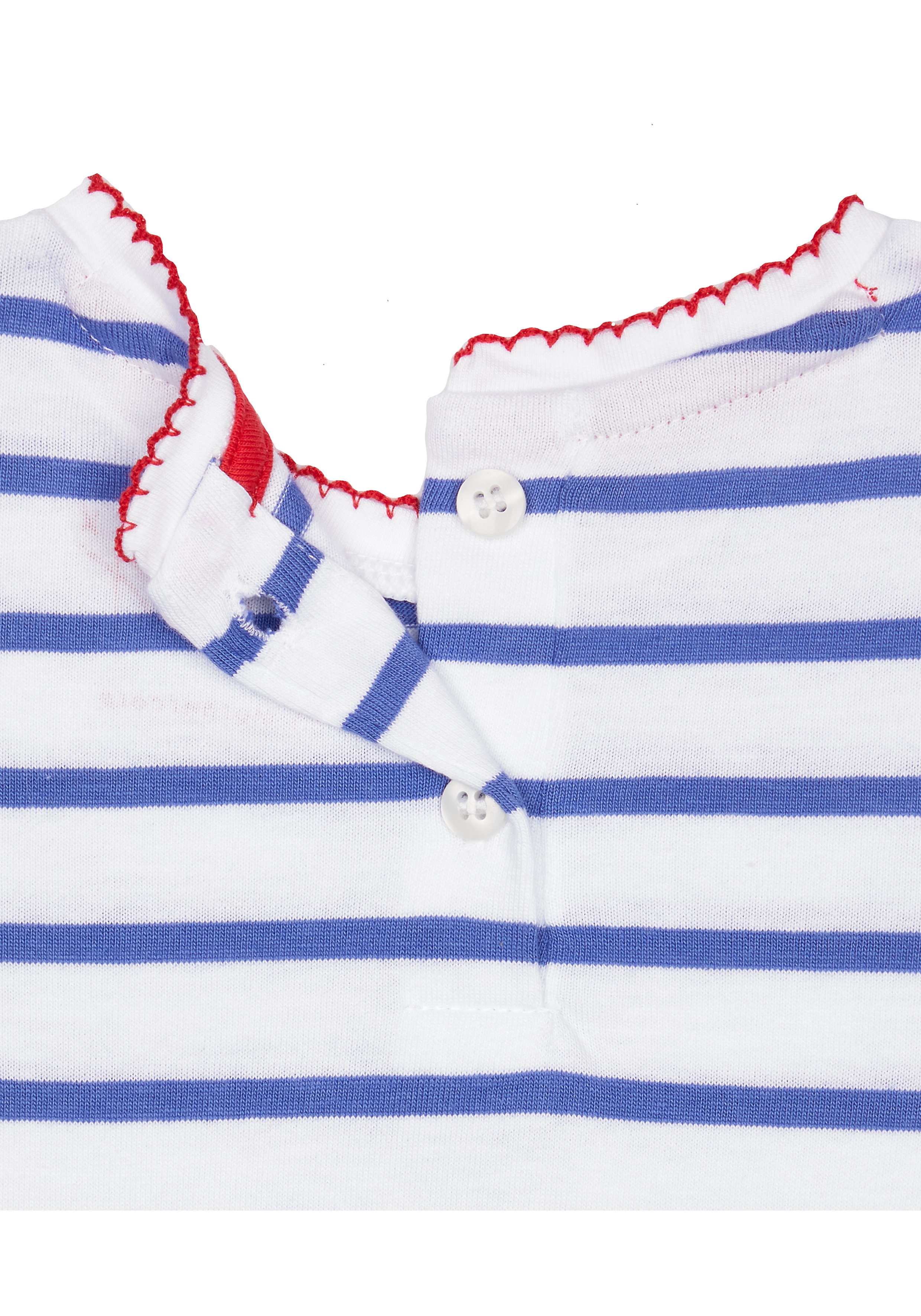 Mothercare | Girls Half Sleeves T-Shirt Stripe Frill Detail - Blue White 2