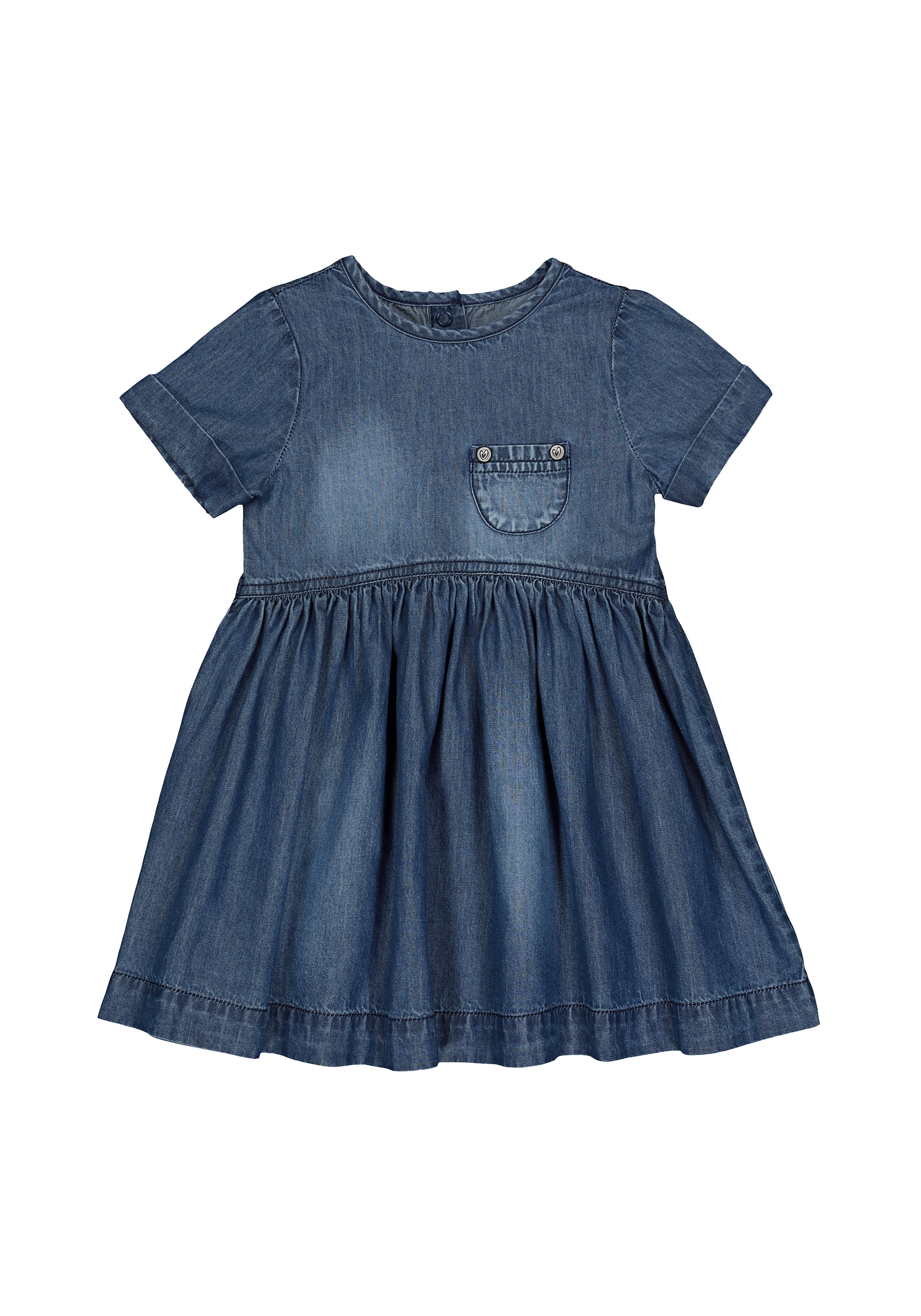 Mothercare | Girls Half Sleeves Denim Dress Pocket Detail - Blue 0
