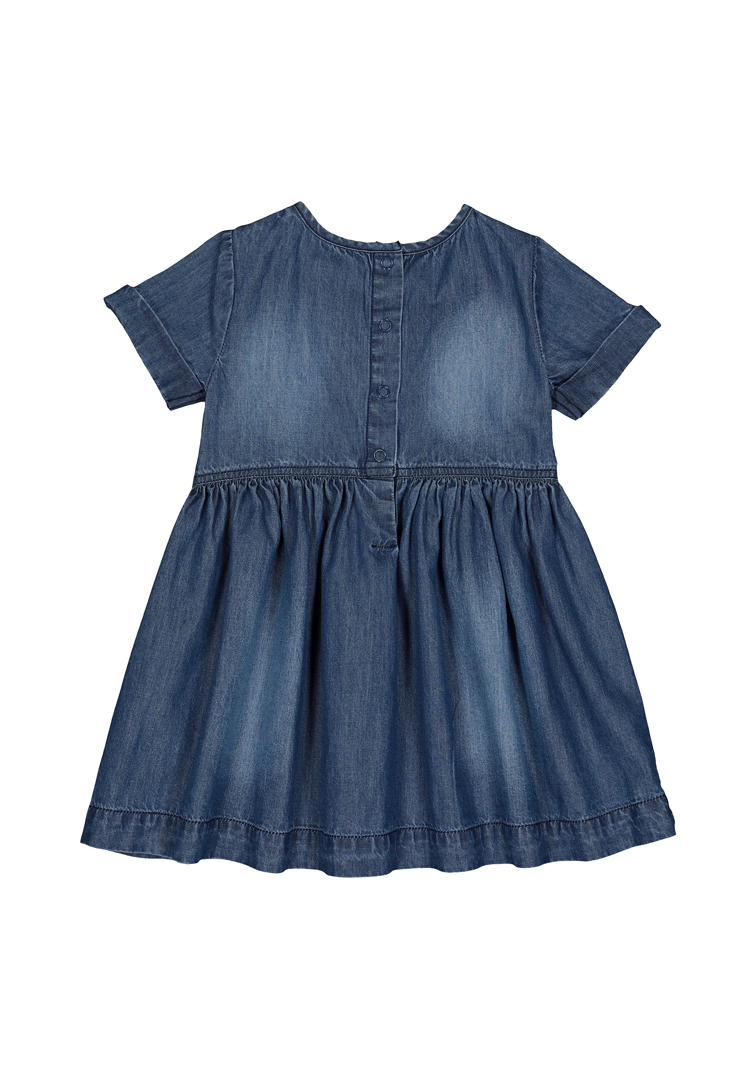 Mothercare | Girls Half Sleeves Denim Dress Pocket Detail - Blue 1