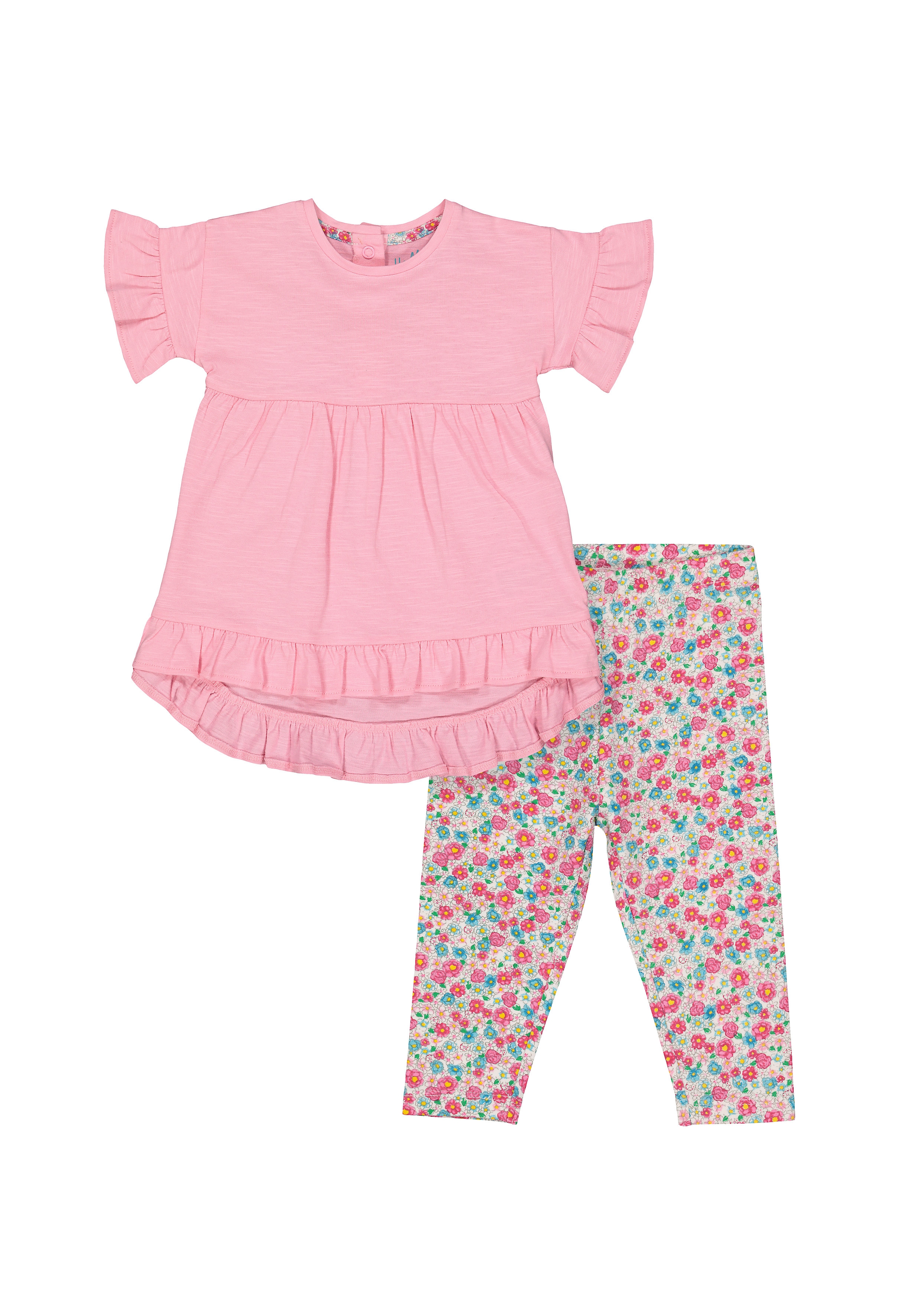 Mothercare | Girls Half Sleeves T-Shirt And Legging Set Floral Print - Pink 0