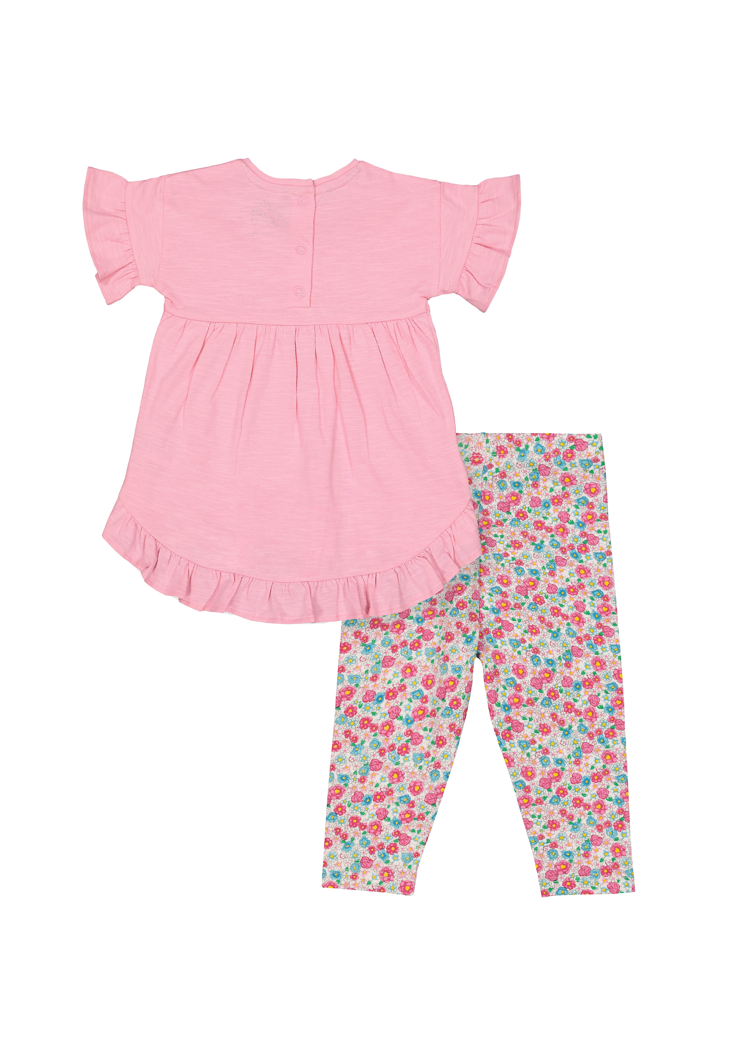 Mothercare | Girls Half Sleeves T-Shirt And Legging Set Floral Print - Pink 1