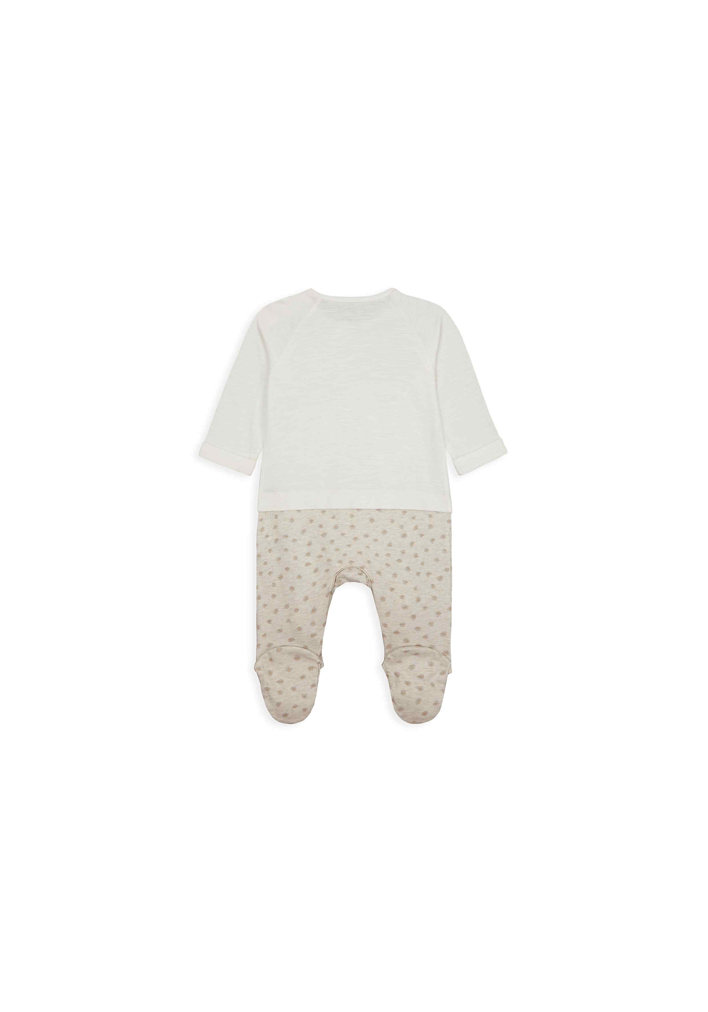 Unisex Full Sleeves Mock Romper Embroidered - White