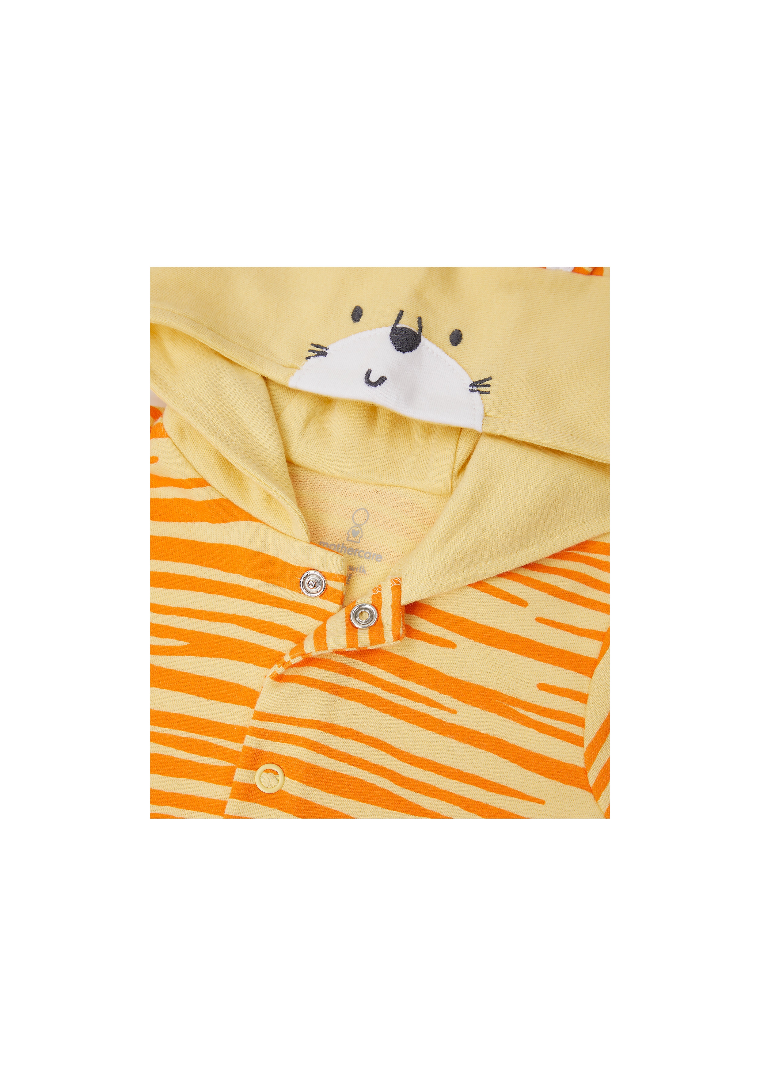 Mothercare | Unisex Half Sleeves Romper 3D Details - Yellow 2