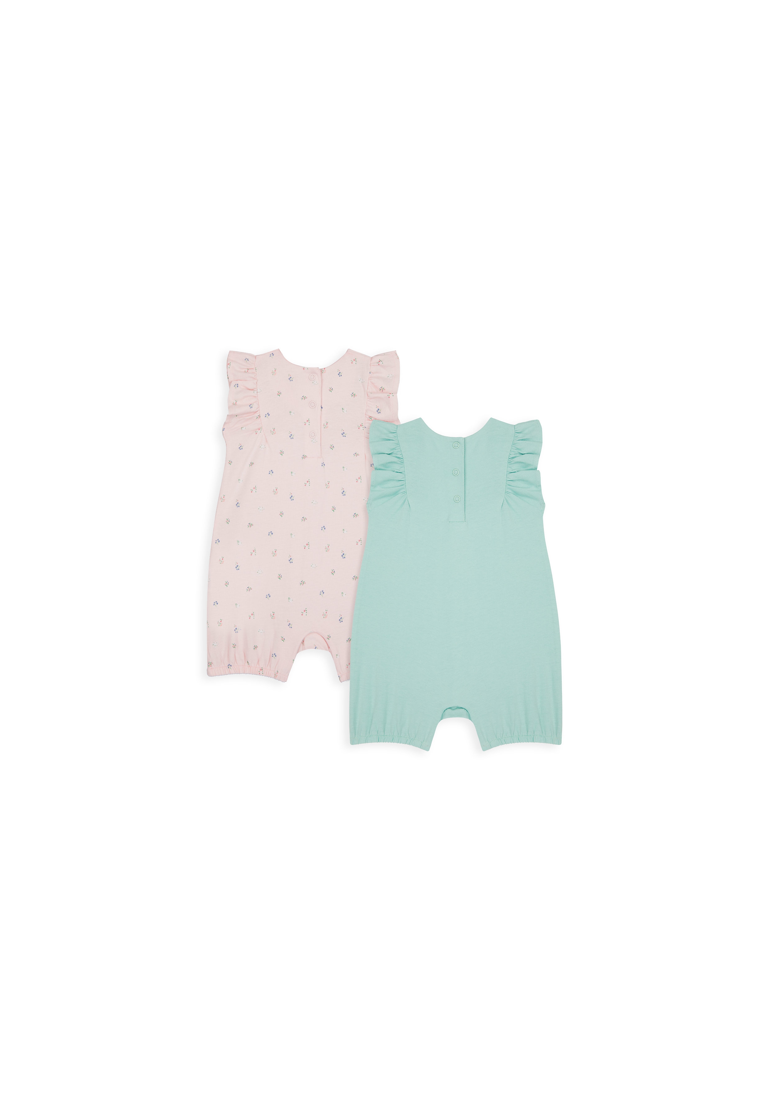 Mothercare | Girls Sleeveless Romper Bunny Patch Work - Pack Of 2 - Multicolor 1