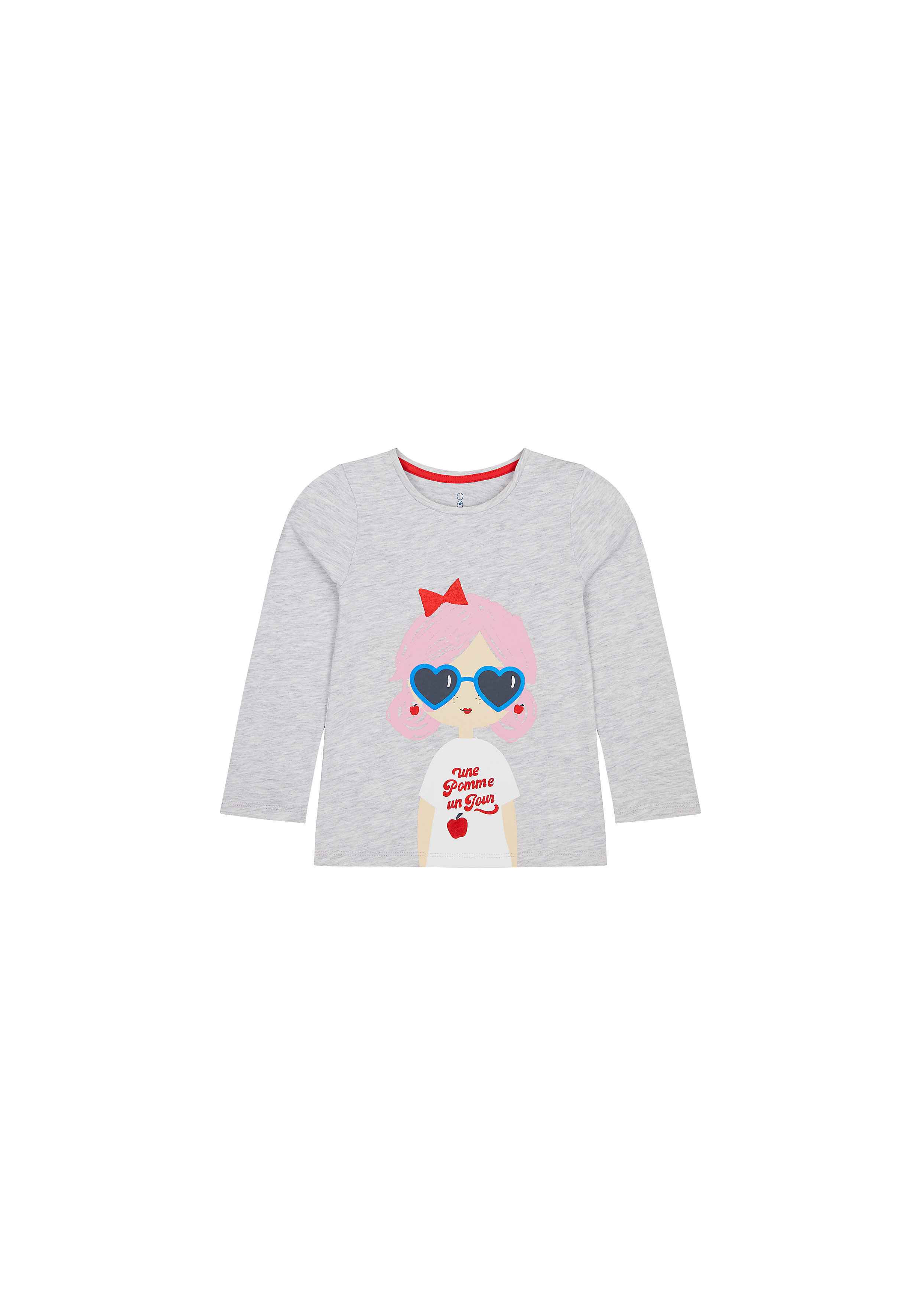 Girls Full Sleeves T-Shirt Girl Print - Grey