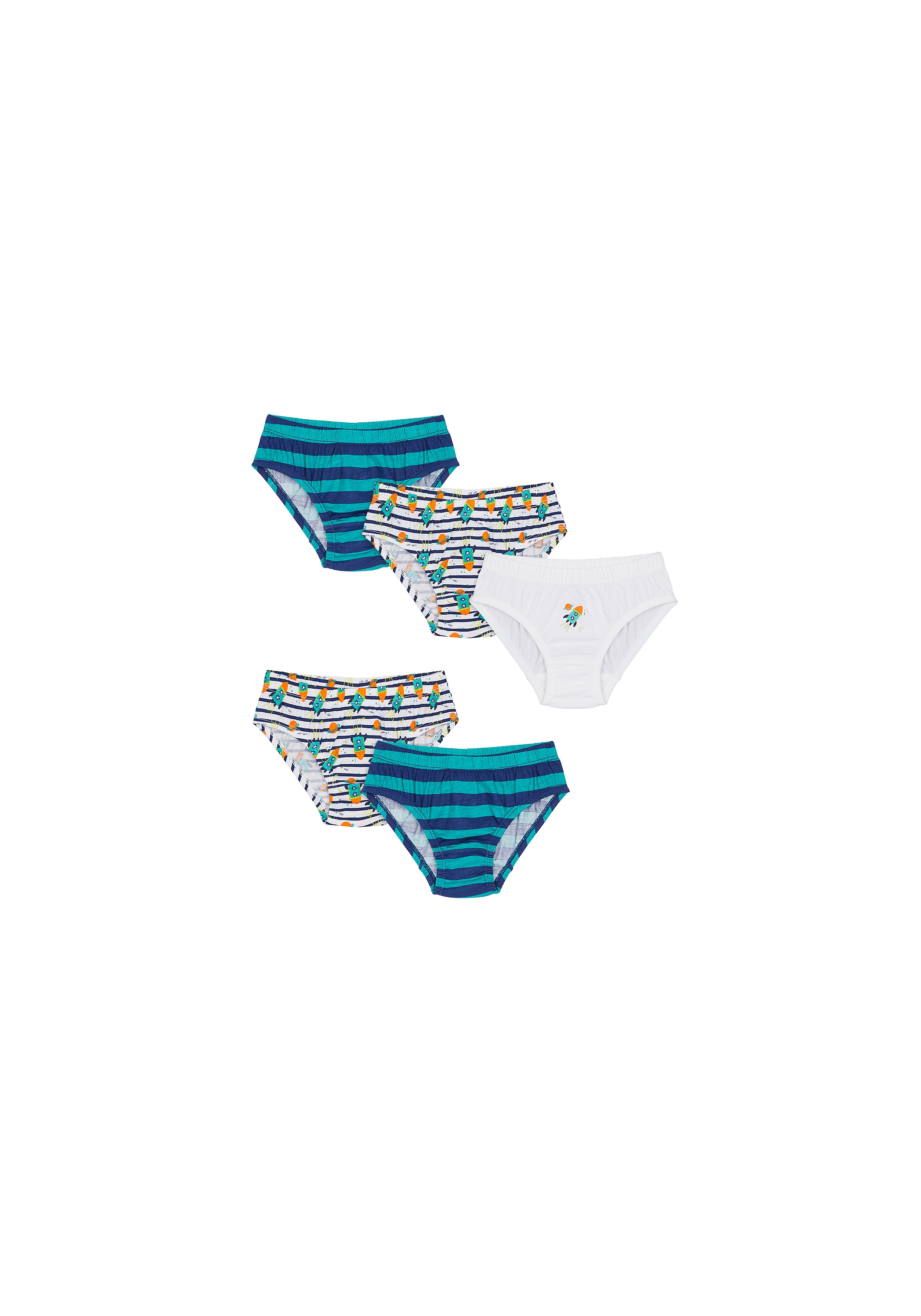 Mothercare | Boys Briefs Striped And Rocket Print - Pack Of 5 - Multicolor 0