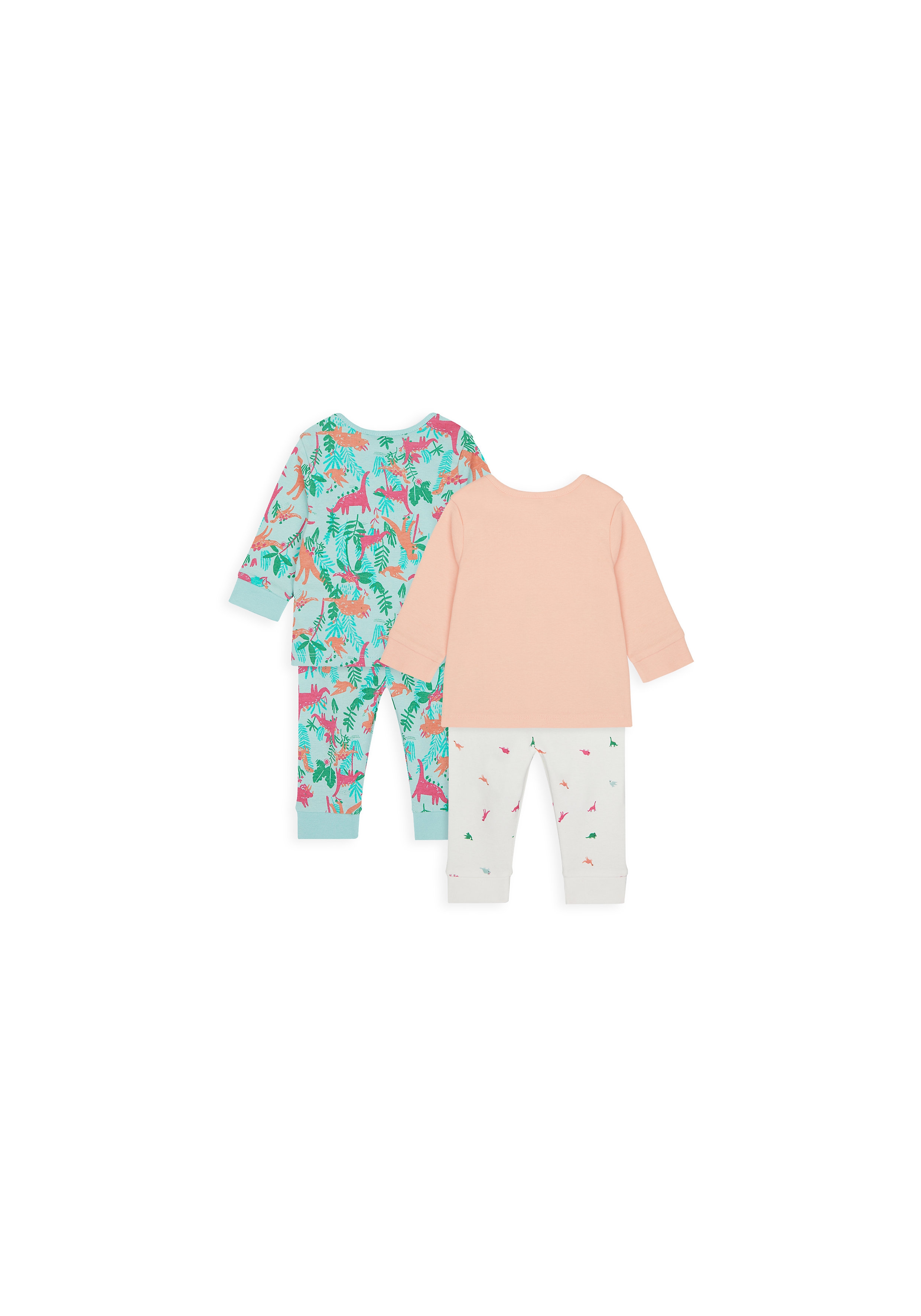 Mothercare | Girls Full Sleeves Pyjama Set Dino Print - Pack Of 2 - Multicolor 1
