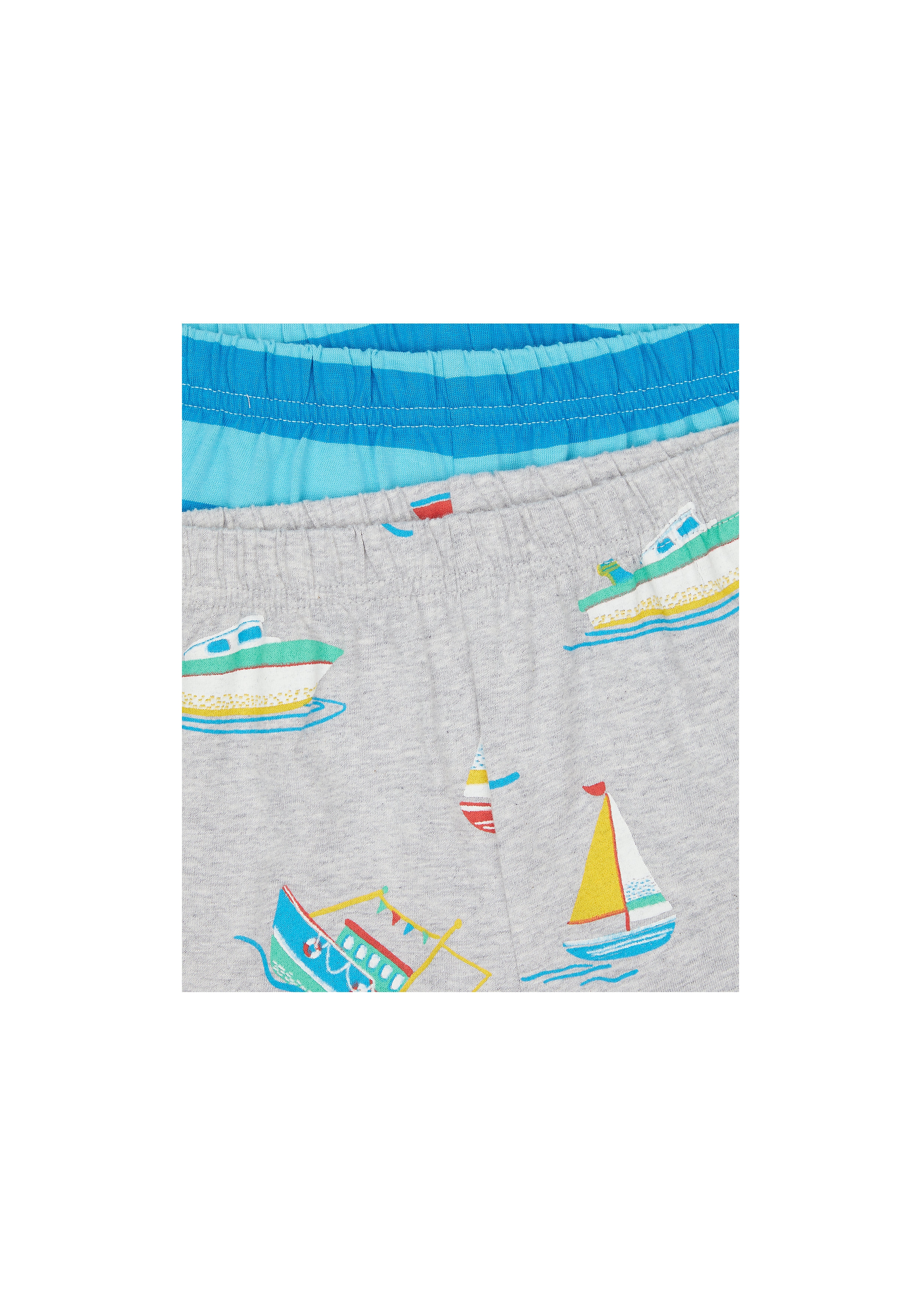 Mothercare | Boys Half Sleeves Shortie Pyjama Set Stripe And Boat Print - Pack Of 2 - Blue Grey 3