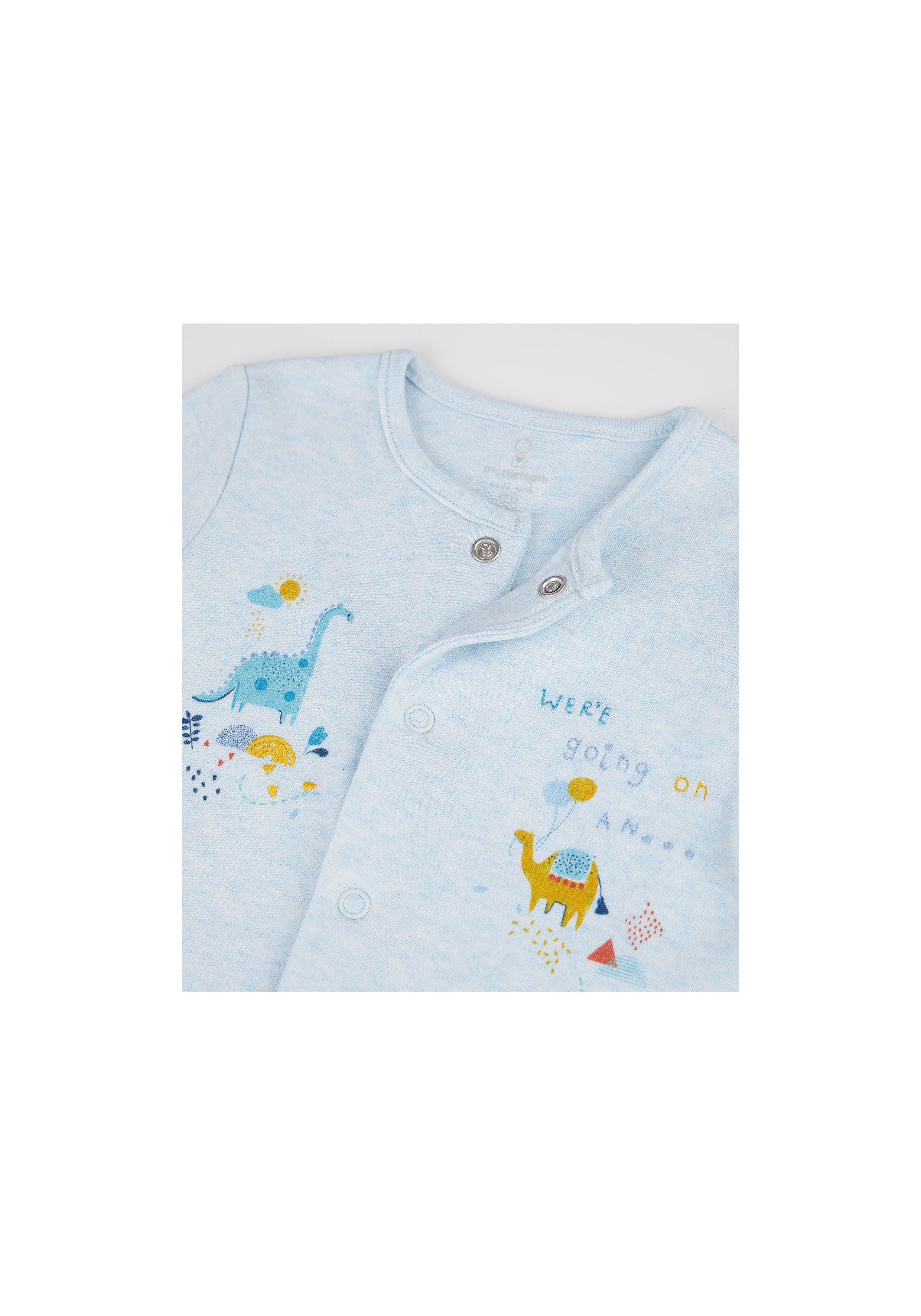 Mothercare | Boys Full Sleeves Sleepsuit Striped And Dino Print - Pack Of 3 - Multicolor 2