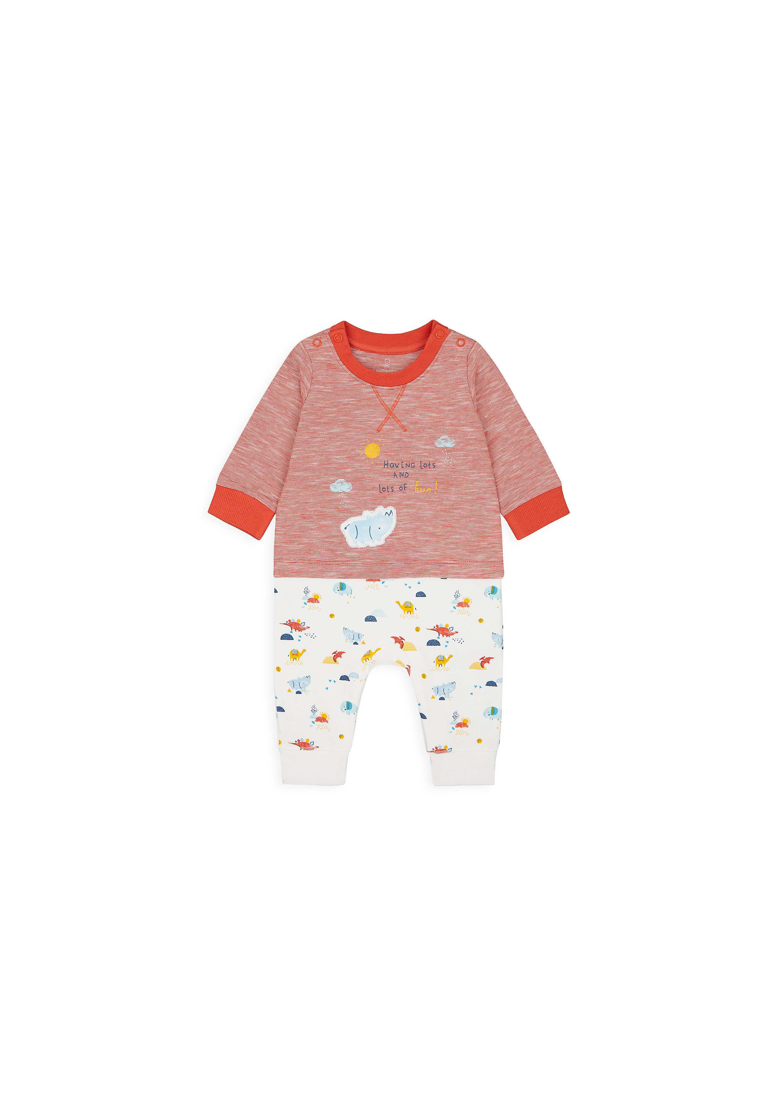 Boys Full Sleeves Mock Romper Animal Print - Red