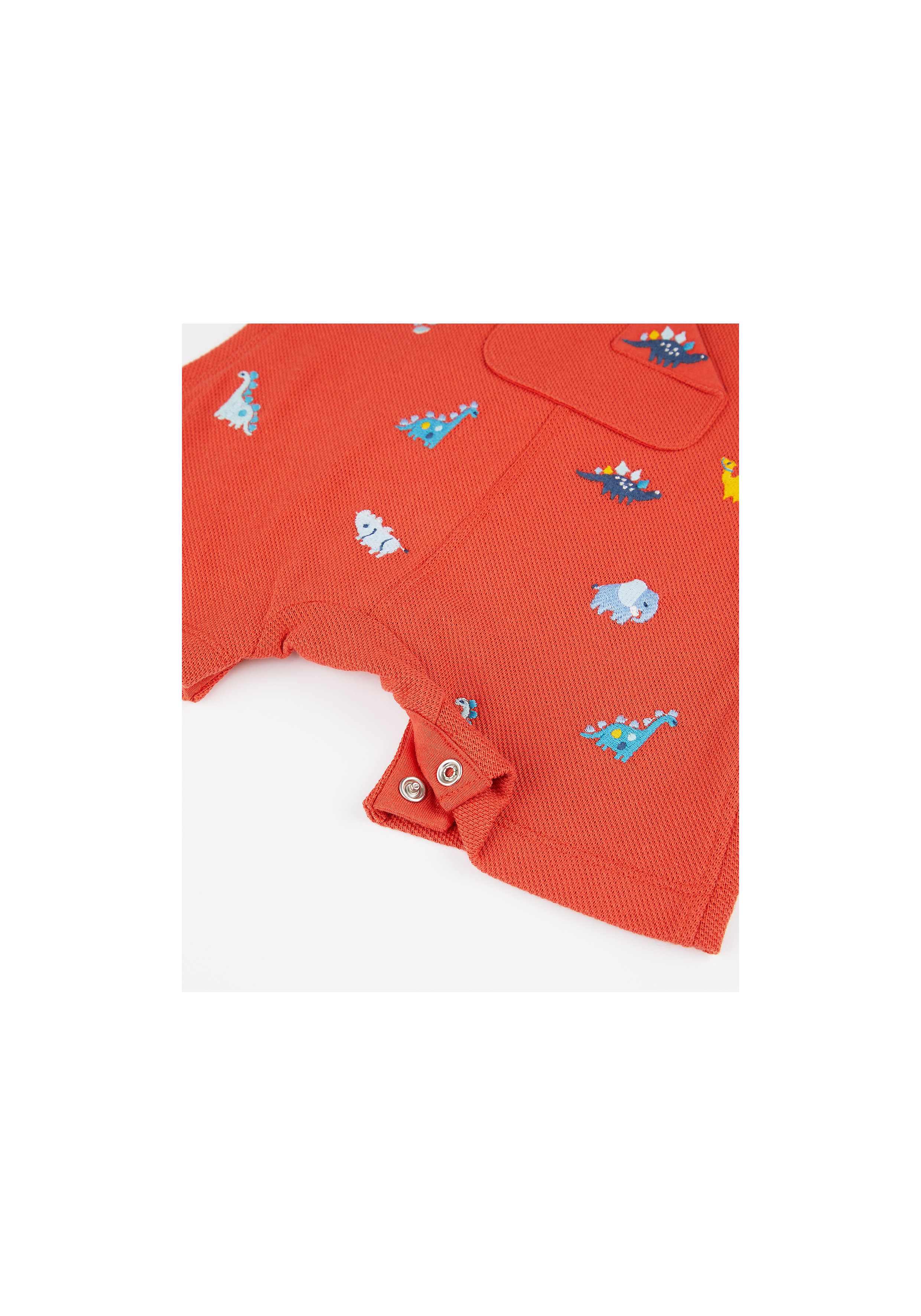 Mothercare | Boys Half Sleeves Dungaree Set Dino Embroidery - Red 4