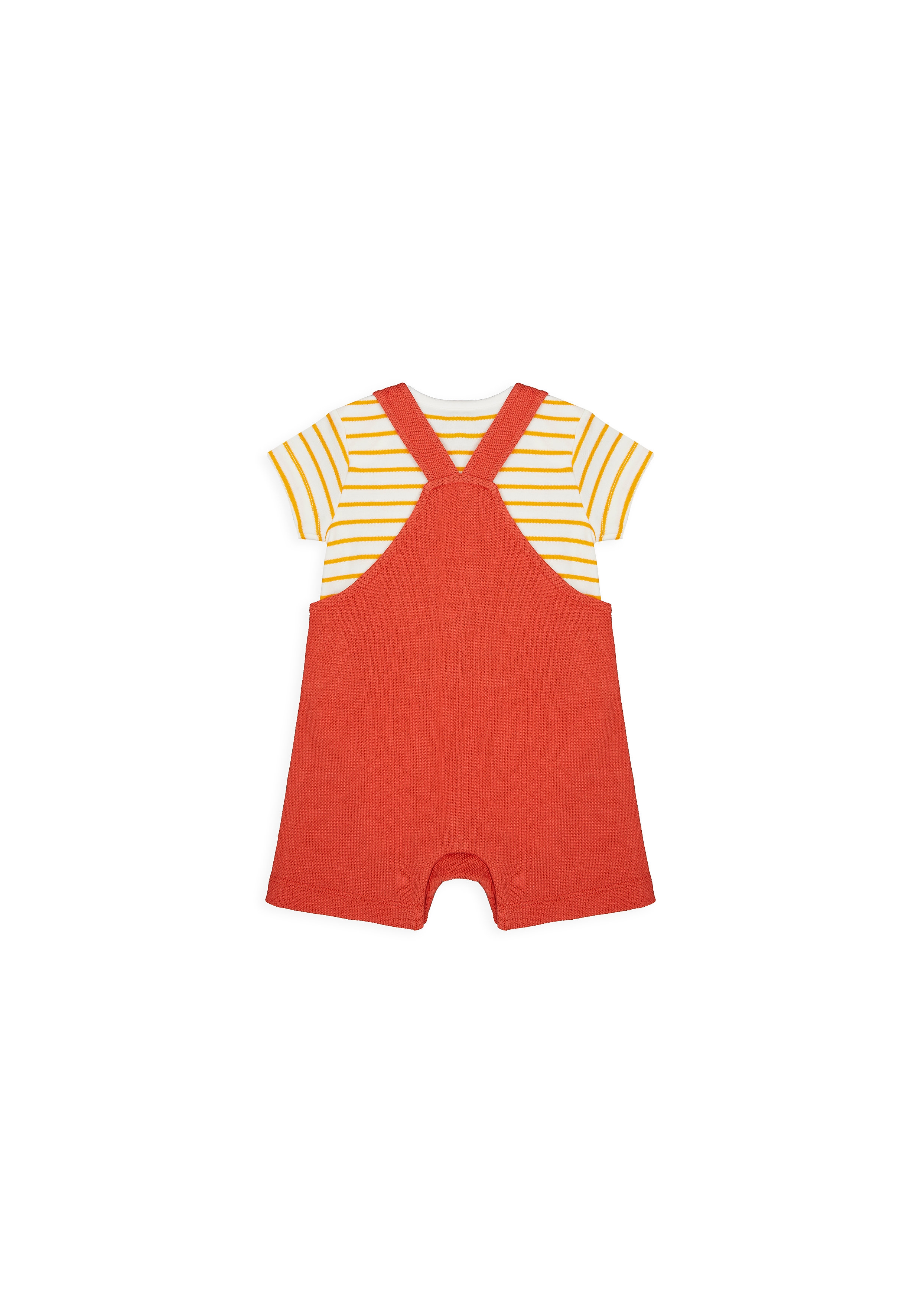 Mothercare | Boys Half Sleeves Dungaree Set Dino Embroidery - Red 1